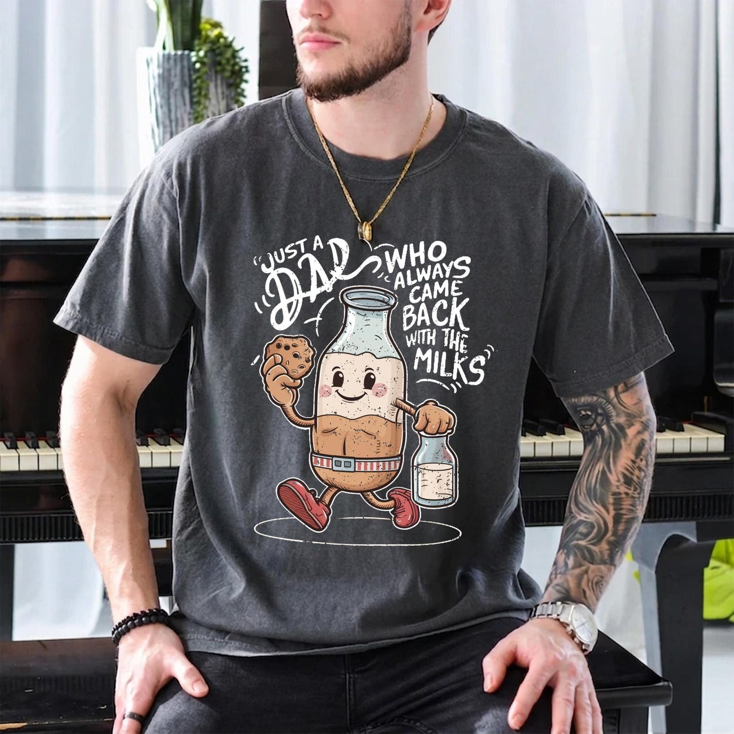 Dad Always Came Back With The Milks Shirt, Funny Father's Day Gift for Husband, New Dad T-Shirt