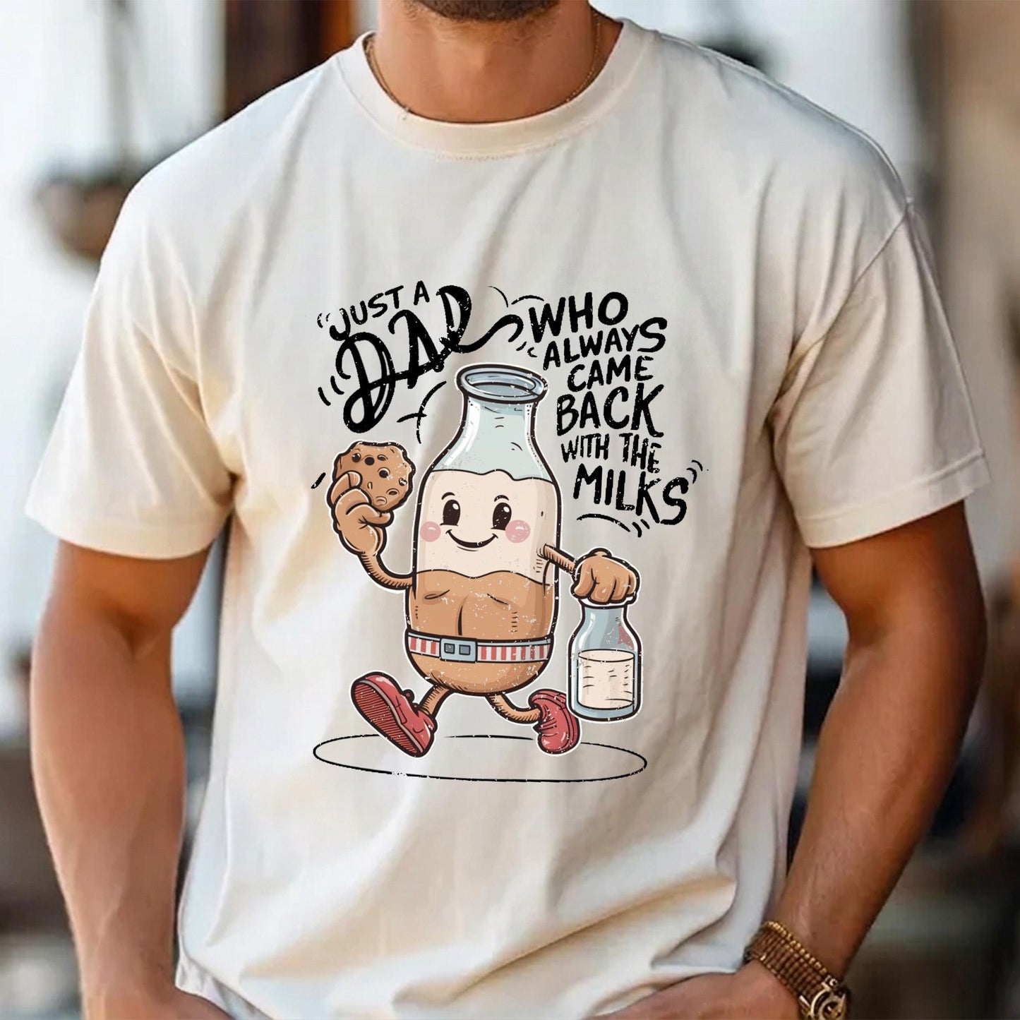 Dad Always Came Back With The Milks Shirt, Funny Father's Day Gift for Husband, New Dad T-Shirt