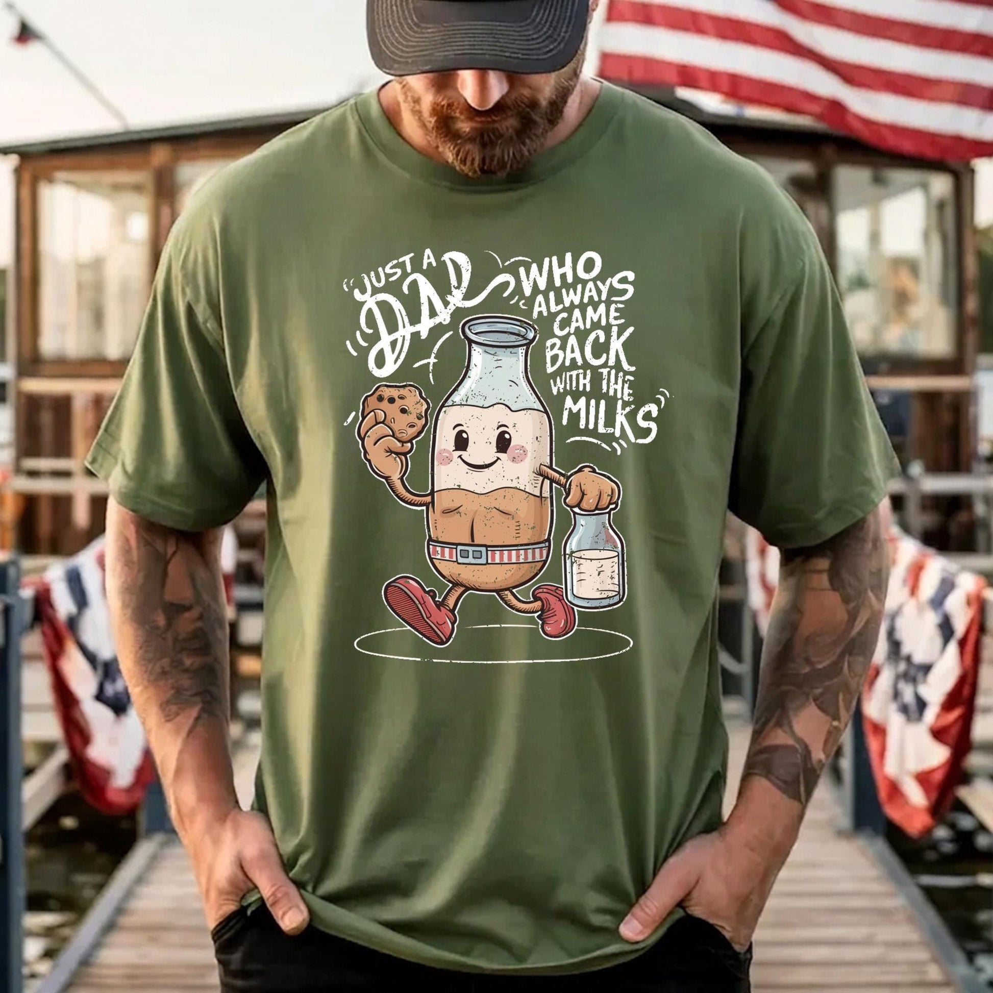 Dad Always Came Back With The Milks Shirt, Funny Father's Day Gift for Husband, New Dad T-Shirt