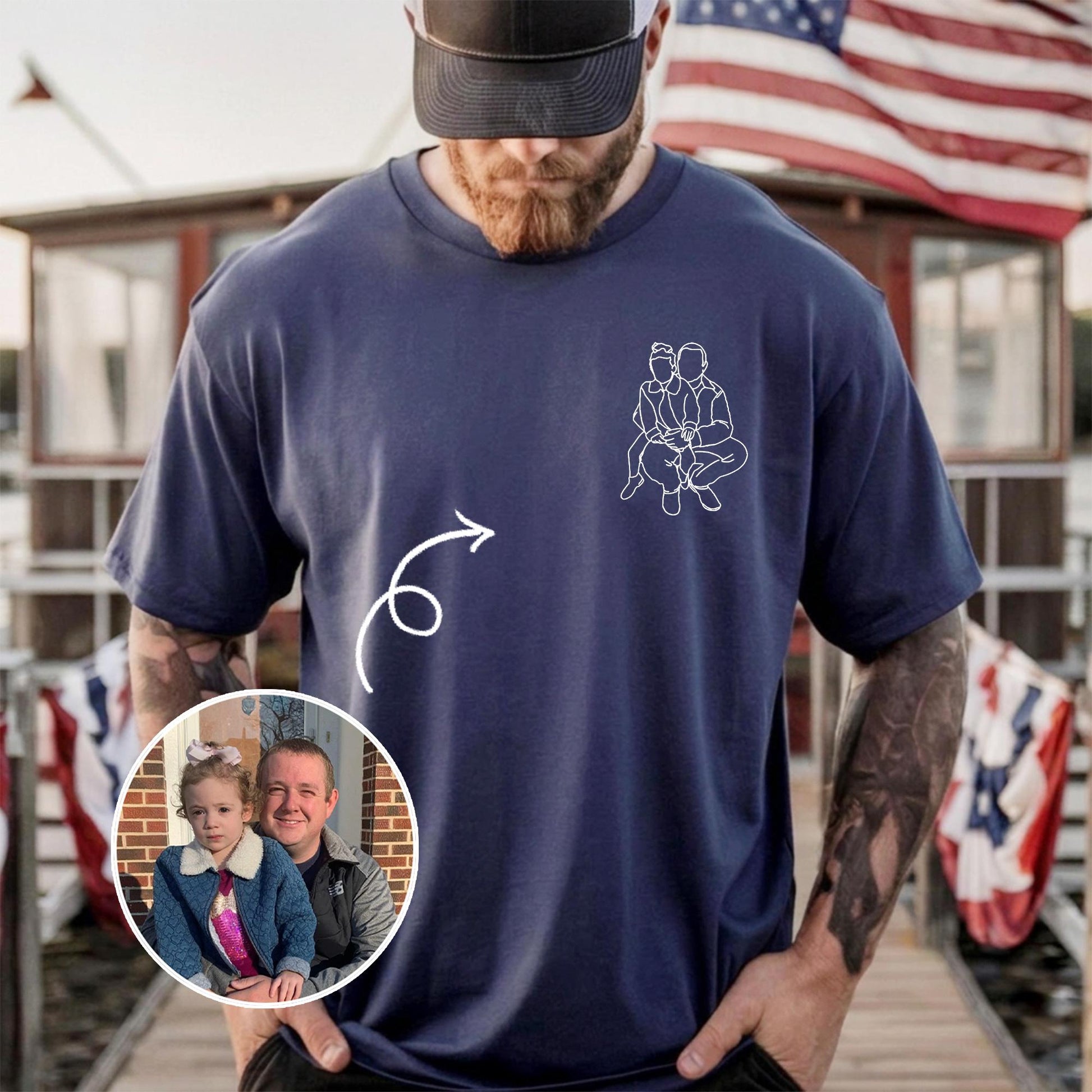 Custom Dad Photo Portrait Shirt, Father's Day Gift from Kids, New Dad Shirts