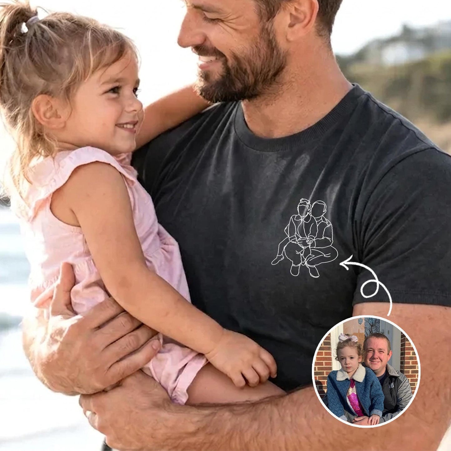 Custom Dad Photo Portrait Shirt, Father's Day Gift from Kids, New Dad Shirts