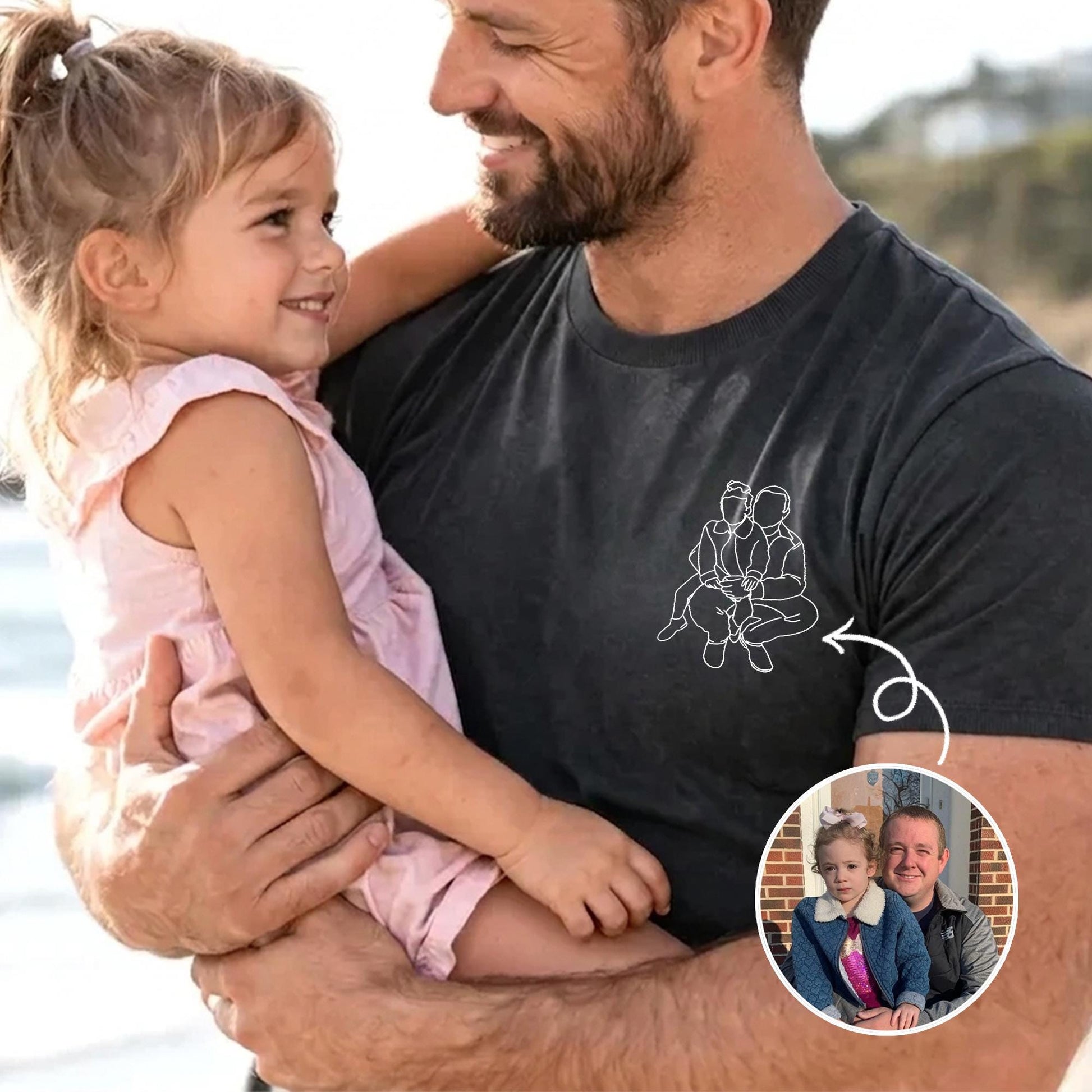 Custom Dad Photo Portrait Shirt, Father's Day Gift from Kids, New Dad Shirts