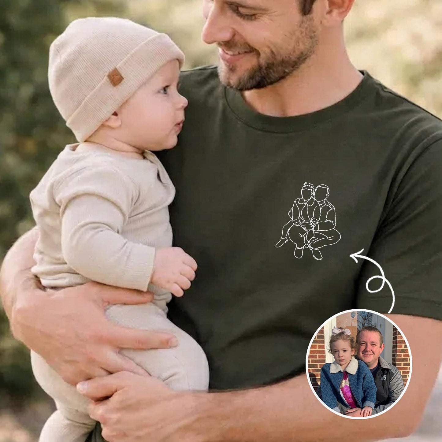 Custom Dad Photo Portrait Shirt, Father's Day Gift from Kids, New Dad Shirts