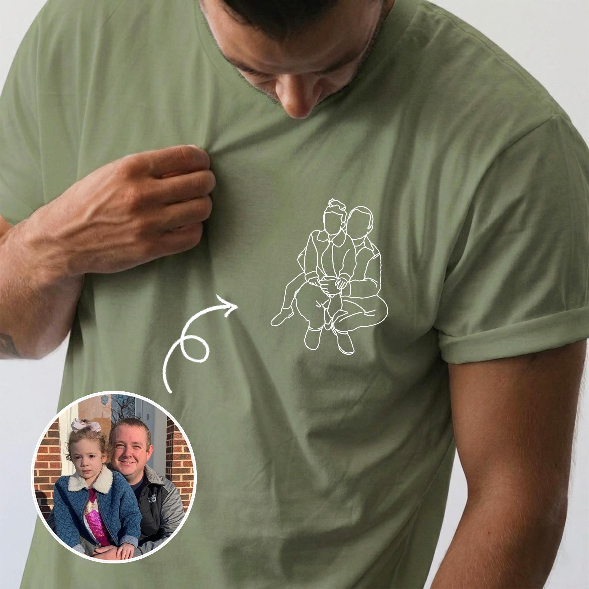 Custom Dad Photo Portrait Shirt, Father's Day Gift from Kids, New Dad Shirts
