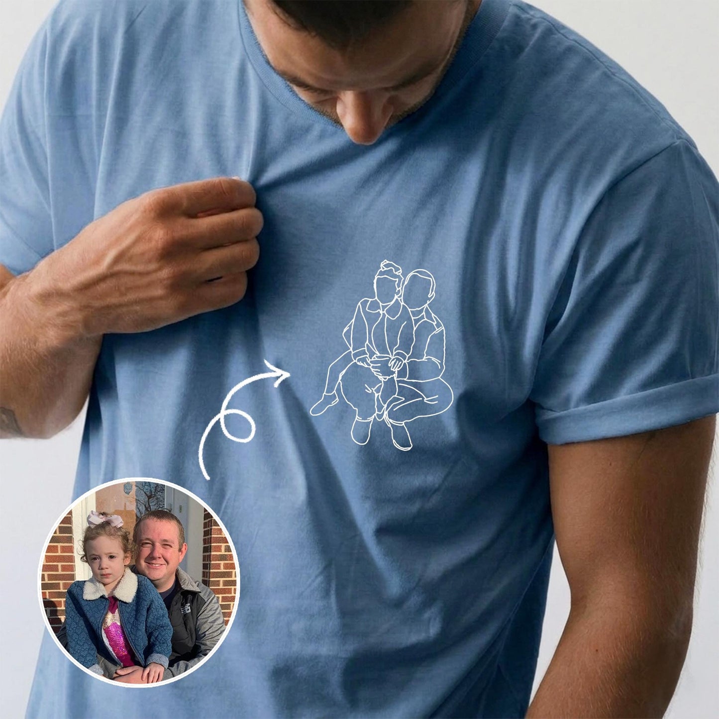 Custom Dad Photo Portrait Shirt, Father's Day Gift from Kids, New Dad Shirts