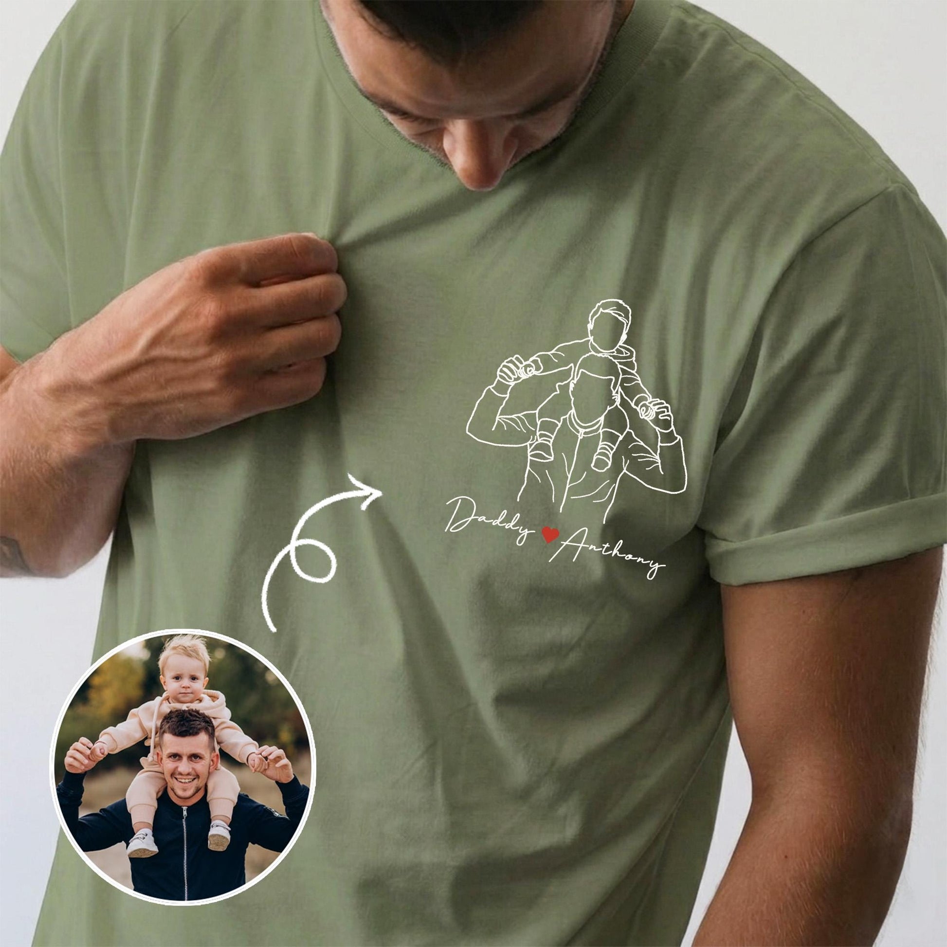 Personalized Dad Shirt, Custom Dad Portrait From Photo Shirt, Father's Day Shirt Gift for Husband, Dad Birthday Gift from Baby