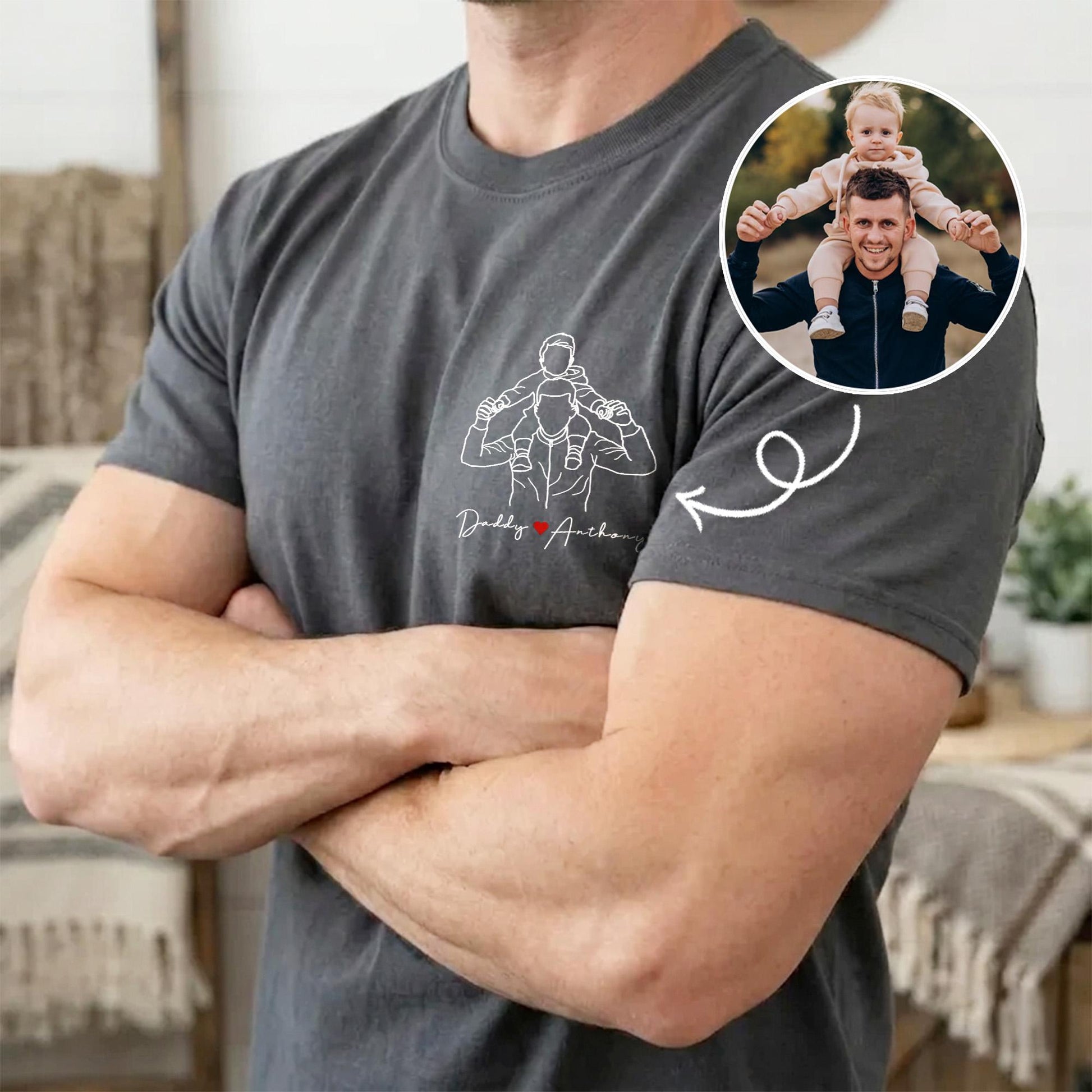 Personalized Dad Shirt, Custom Dad Portrait From Photo Shirt, Father's Day Shirt Gift for Husband, Dad Birthday Gift from Baby