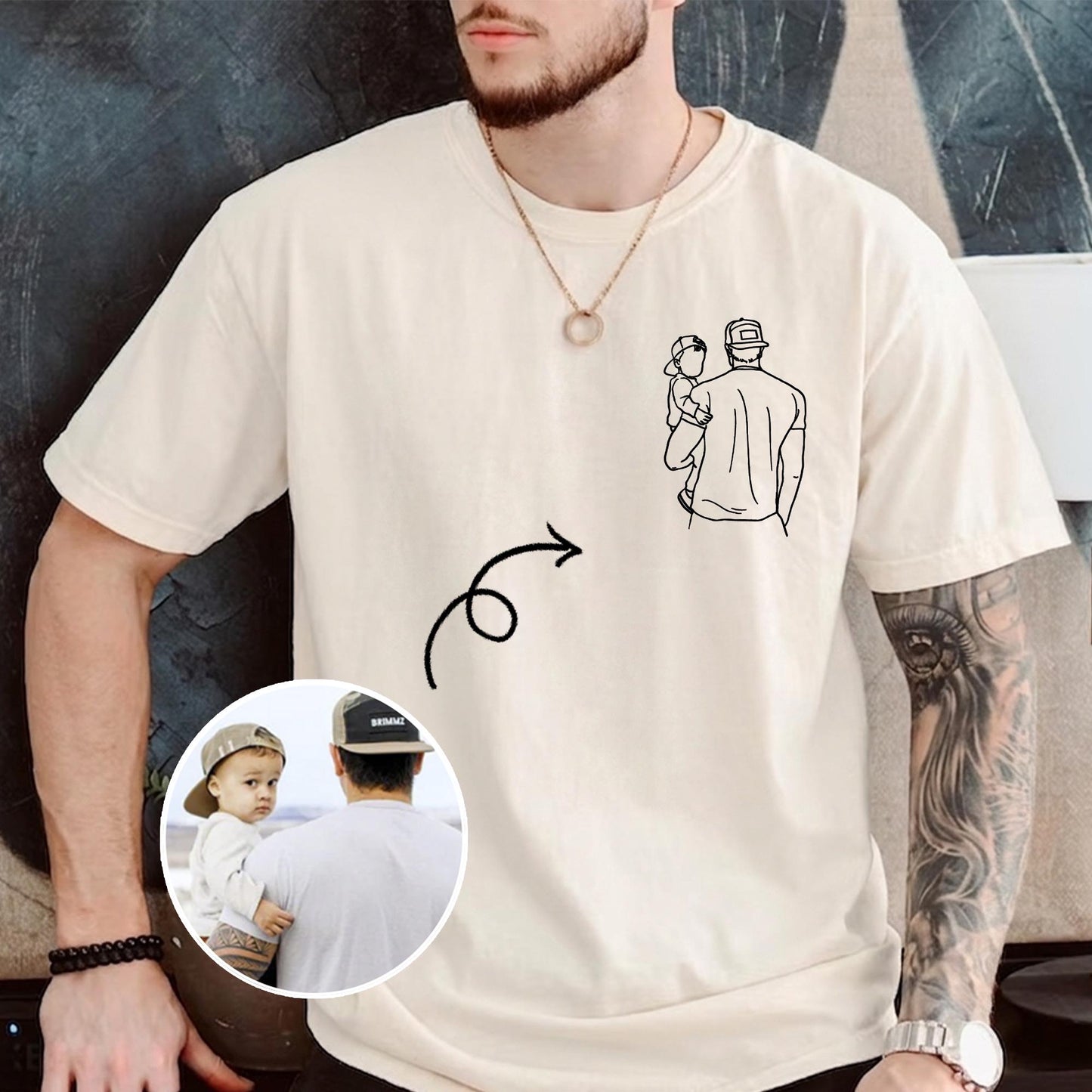 Custom Dad Portrait Shirt, Portrait From Photo Father's Day Shirt, Gift for Dad, Daddy, 1st Fathers Day Gift for Husband