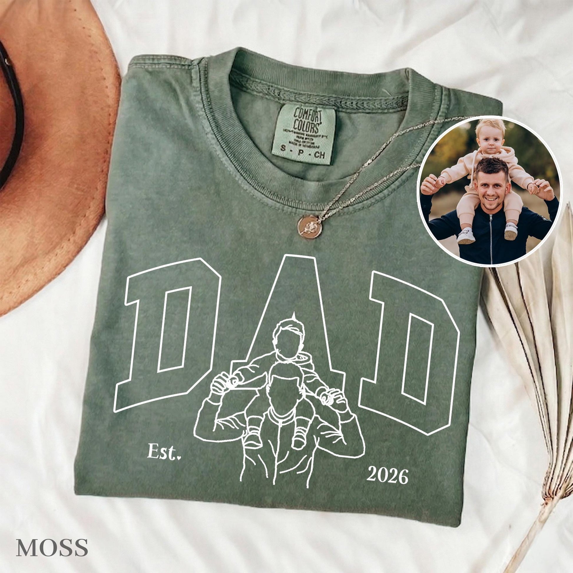 Custom Dad Shirt, Personalized Dad Line Art Portrait From Photo Gift for New Dads, First Father's Day Tee
