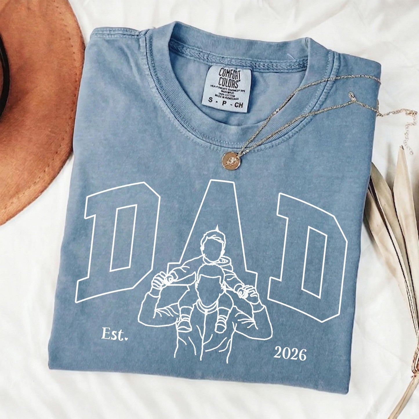 Custom Dad Shirt, Personalized Dad Line Art Portrait From Photo Gift for New Dads, First Father's Day Tee