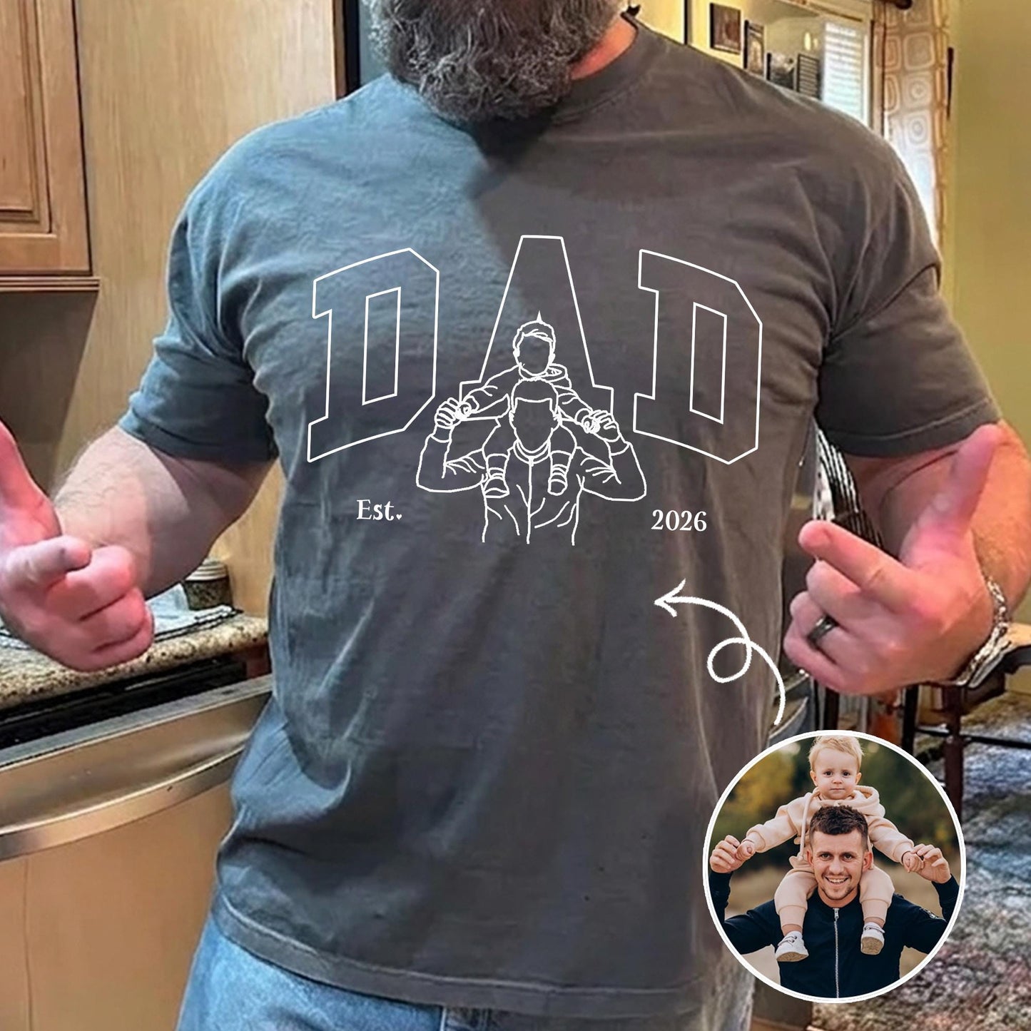 Custom Dad Shirt, Personalized Dad Line Art Portrait From Photo Gift for New Dads, First Father's Day Tee