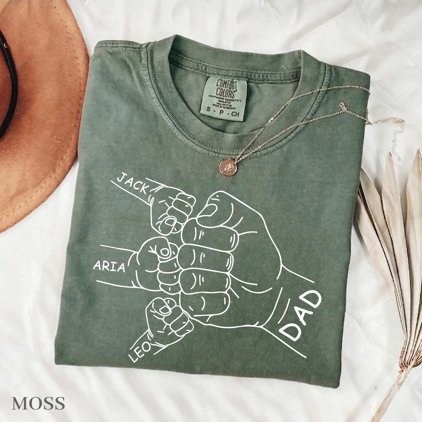 Personalized Dad Shirt, Fist Bump Dad With Kids Names, Fathers Day Gift for Dad