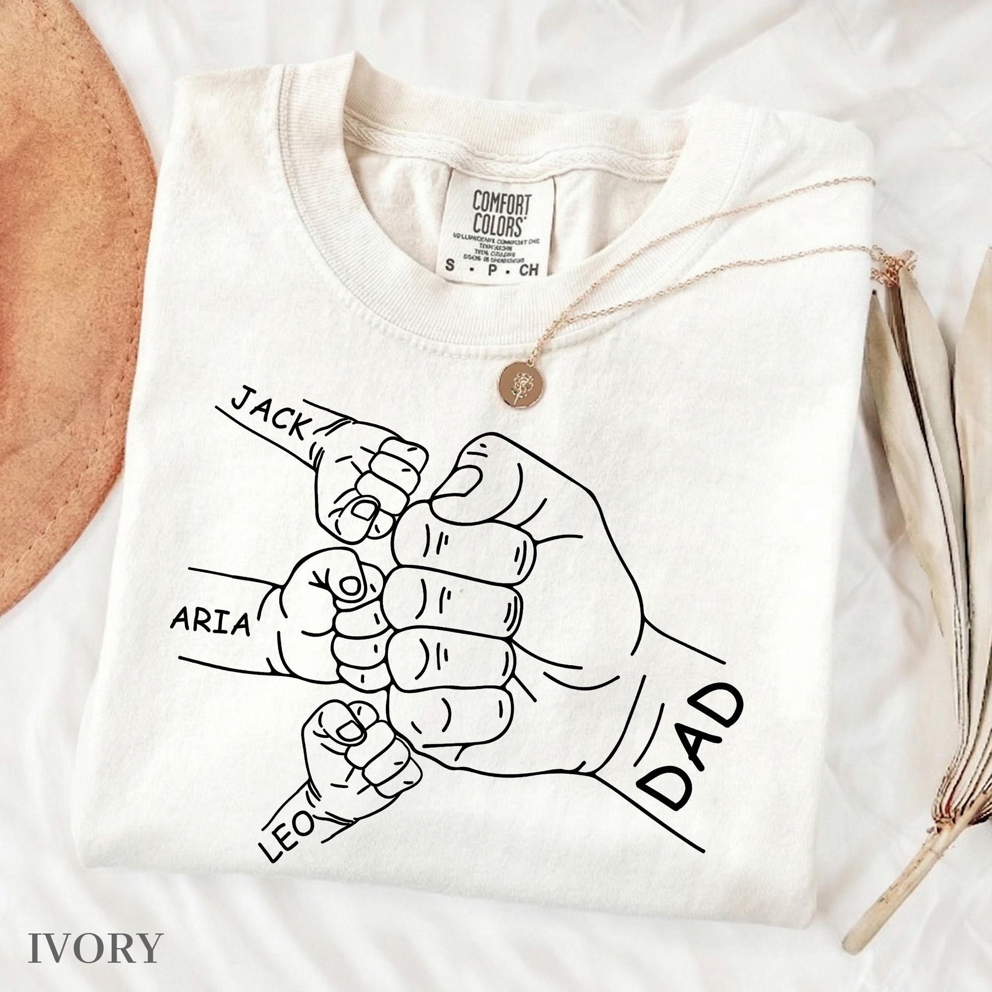 Personalized Dad Shirt, Fist Bump Dad With Kids Names, Fathers Day Gift for Dad