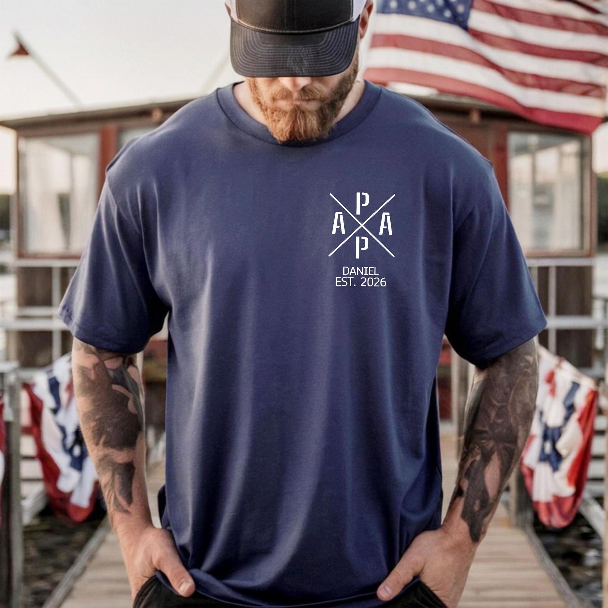 Custom Papa Est T-Shirt, Personalized Dad Shirt With Kid Name, First Father's Day Shirt Gift for Dad, New Dad Gifts