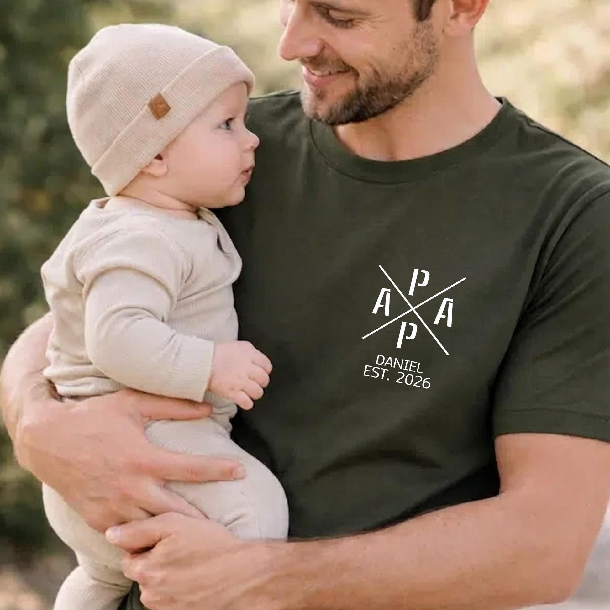 Custom Papa Est T-Shirt, Personalized Dad Shirt With Kid Name, First Father's Day Shirt Gift for Dad, New Dad Gifts