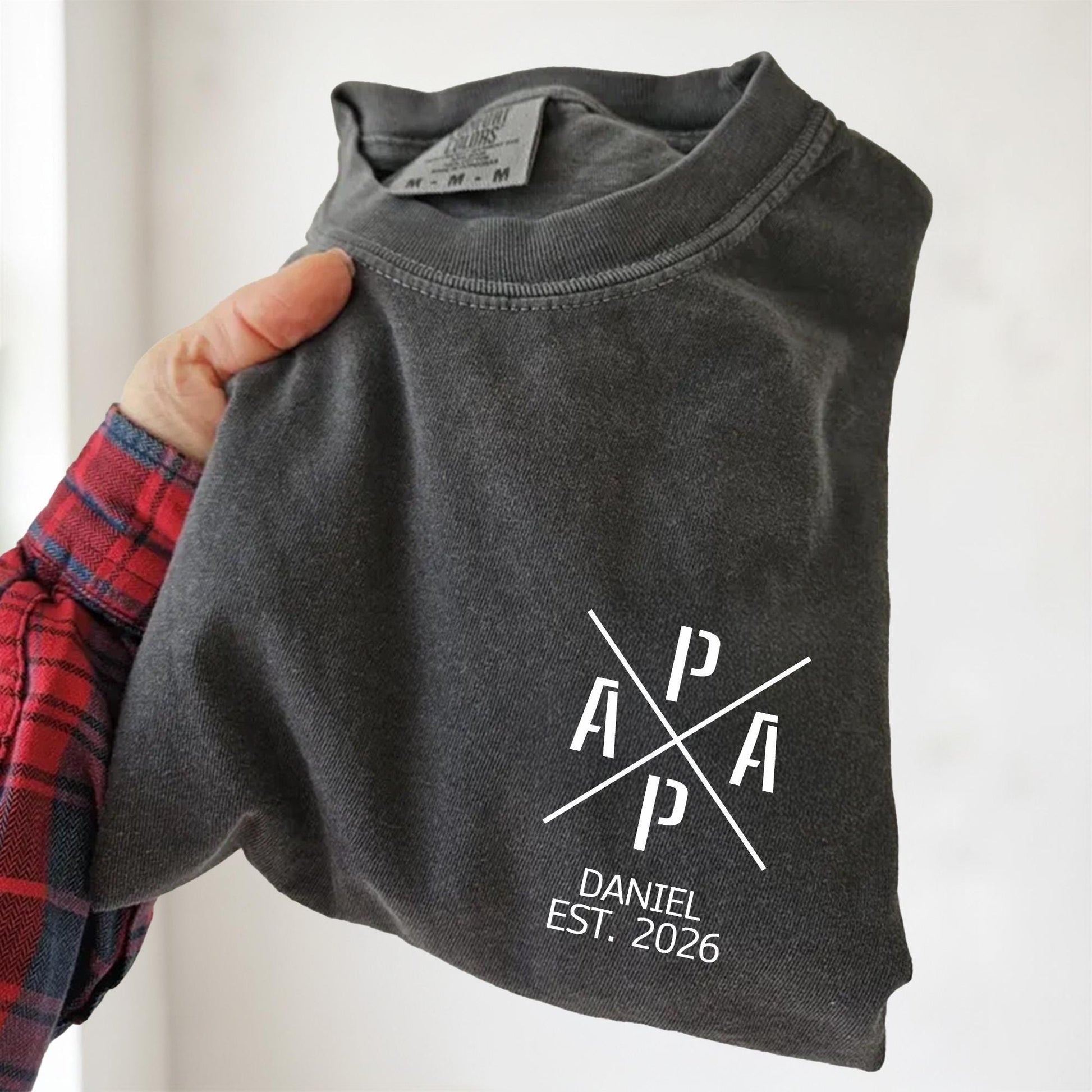 Custom Papa Est T-Shirt, Personalized Dad Shirt With Kid Name, First Father's Day Shirt Gift for Dad, New Dad Gifts