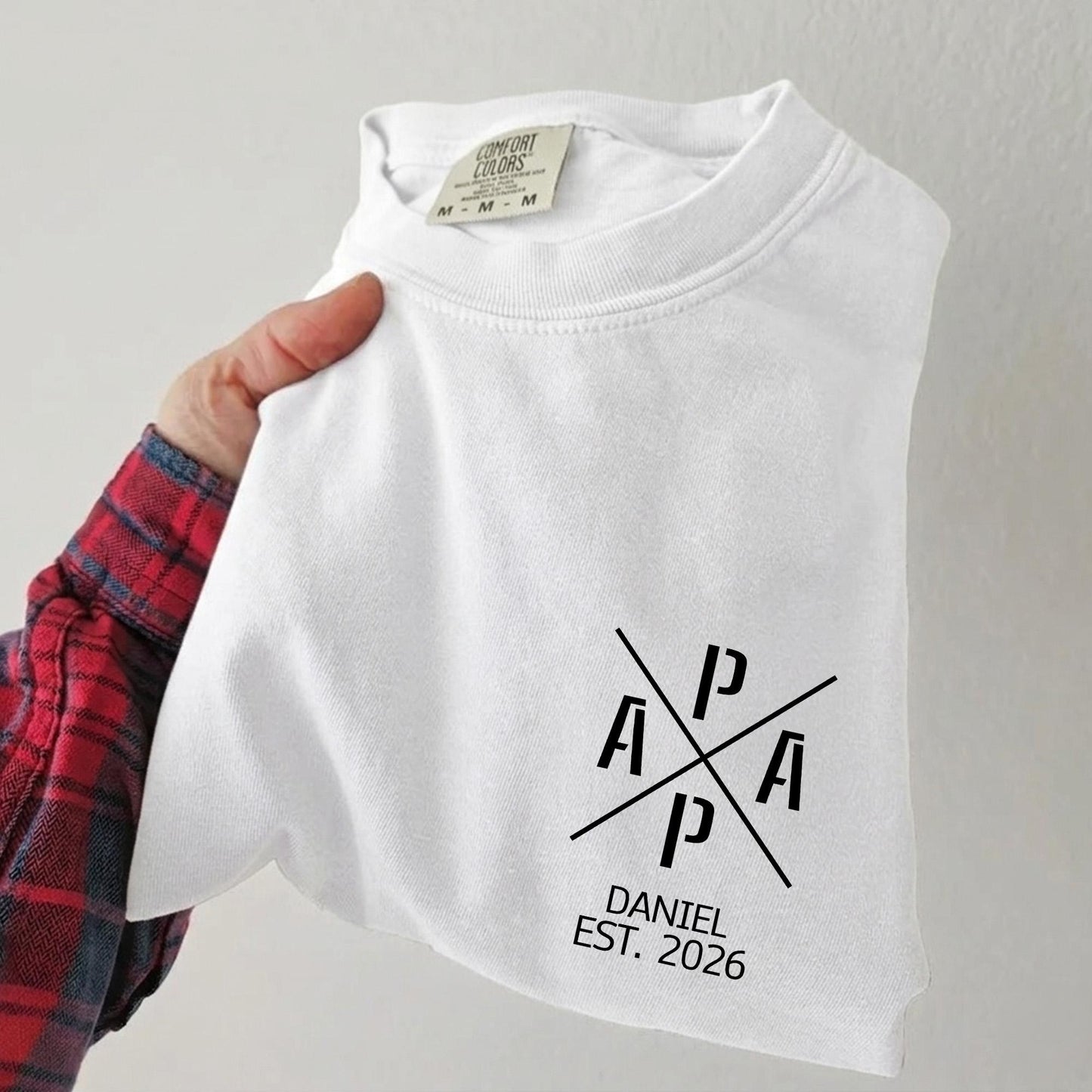 Custom Papa Est T-Shirt, Personalized Dad Shirt With Kid Name, First Father's Day Shirt Gift for Dad, New Dad Gifts