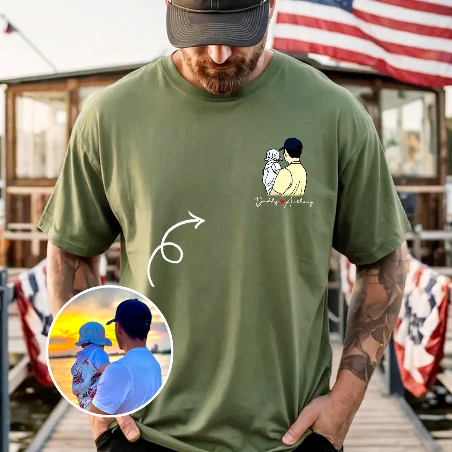 Custom Photo Dad Shirt, Father's Day Gift, Dad Portraits From Photo, New Dad T-Shirt Gift from Baby