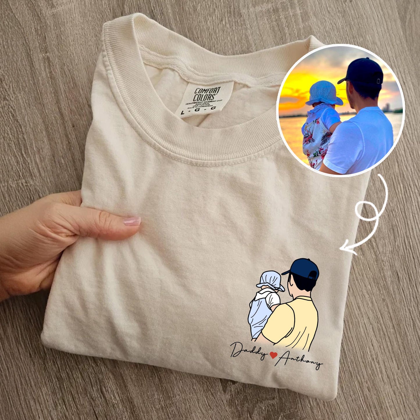 Custom Photo Dad Shirt, Father's Day Gift, Dad Portraits From Photo, New Dad T-Shirt Gift from Baby