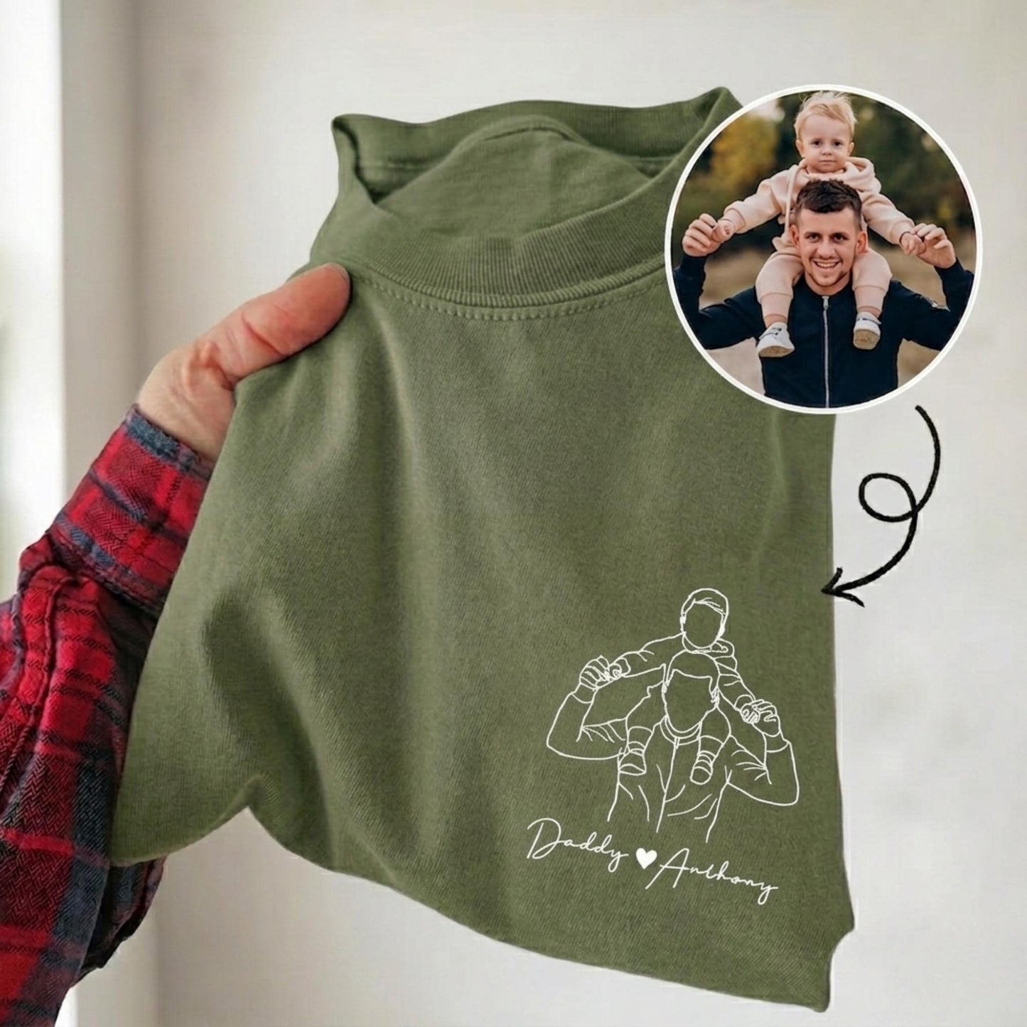Personalized Dad Shirt, Custom Dad Portrait From Photo Shirt, Father's Day Shirt Gift for Husband, Dad Birthday Gift from Baby