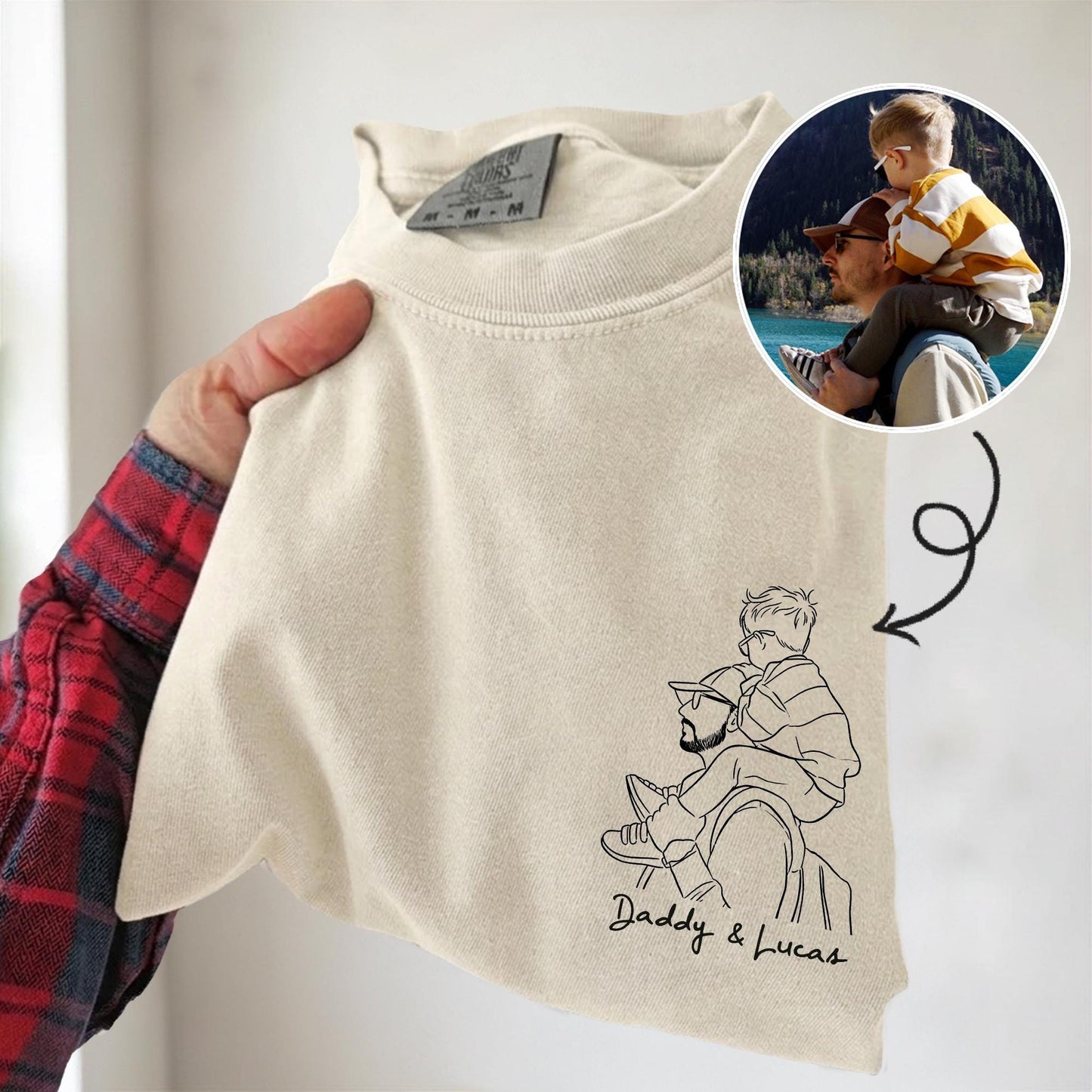 Personalized Dad Portrait Shirt: Line Art From Photo T-Shirt, Father's Day Shirt Gift for Husband, Dad Gift From Kid