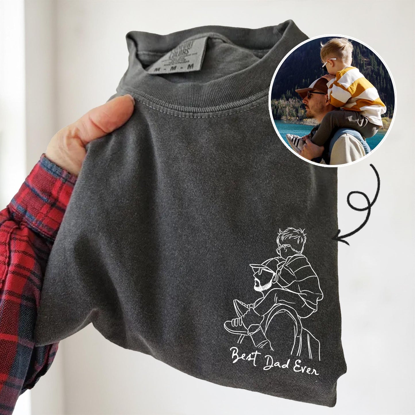 Personalized Dad Portrait Shirt: Line Art From Photo T-Shirt, Father's Day Shirt Gift for Husband, Dad Gift From Kid