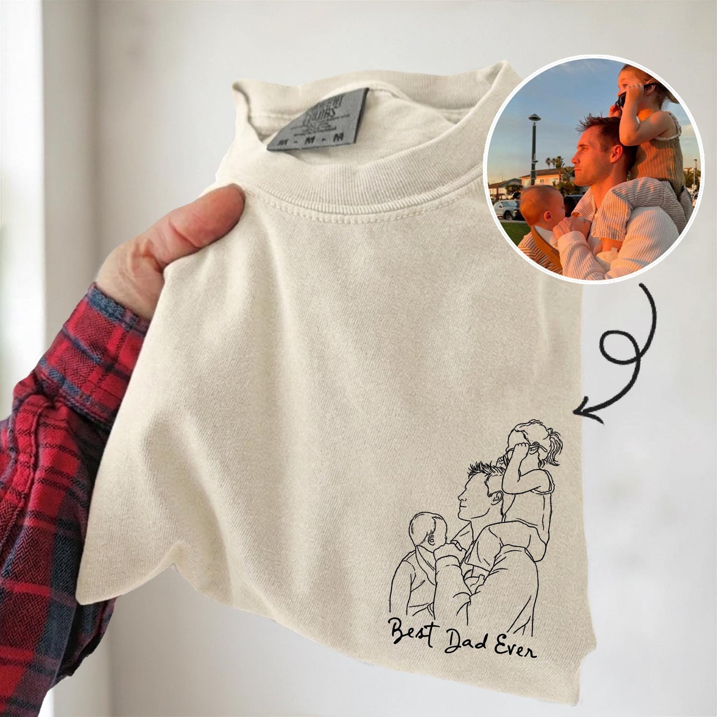 Personalized Dad Portrait Shirt: Line Art From Photo T-Shirt, Father's Day Shirt Gift for Husband, Dad Gift From Kid