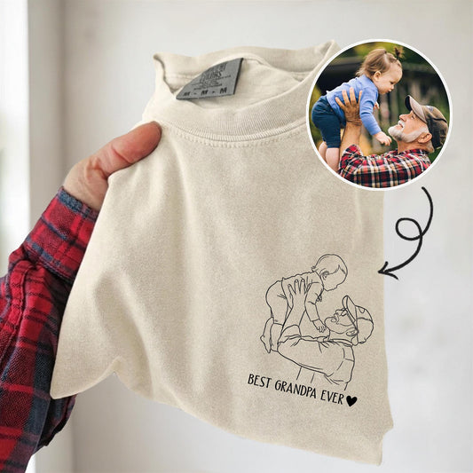 Custom Grandpa Shirt, Grandpa Portrait Shirt Gift from Kid, Fathers Day Shirt Gift for Dad, Grandfather, Dad Birthday Gift
