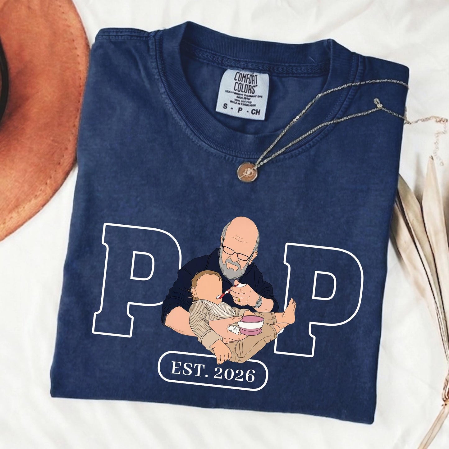 Custom Grandpa Shirt, Pop Shirt With Kid Photo, New Grandfather T-Shirt, Fathers Day Shirt Gift for Dad, Grandad Gift from New Baby