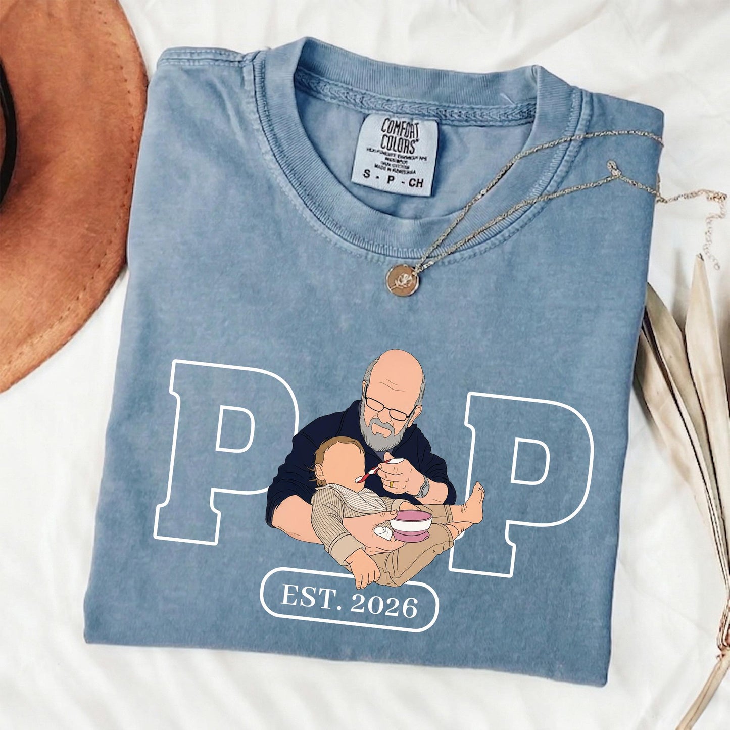 Custom Grandpa Shirt, Pop Shirt With Kid Photo, New Grandfather T-Shirt, Fathers Day Shirt Gift for Dad, Grandad Gift from New Baby
