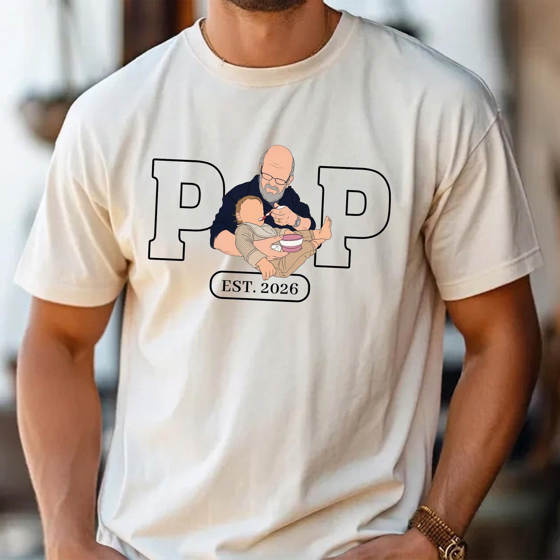 Custom Grandpa Shirt, Pop Shirt With Kid Photo, New Grandfather T-Shirt, Fathers Day Shirt Gift for Dad, Grandad Gift from New Baby