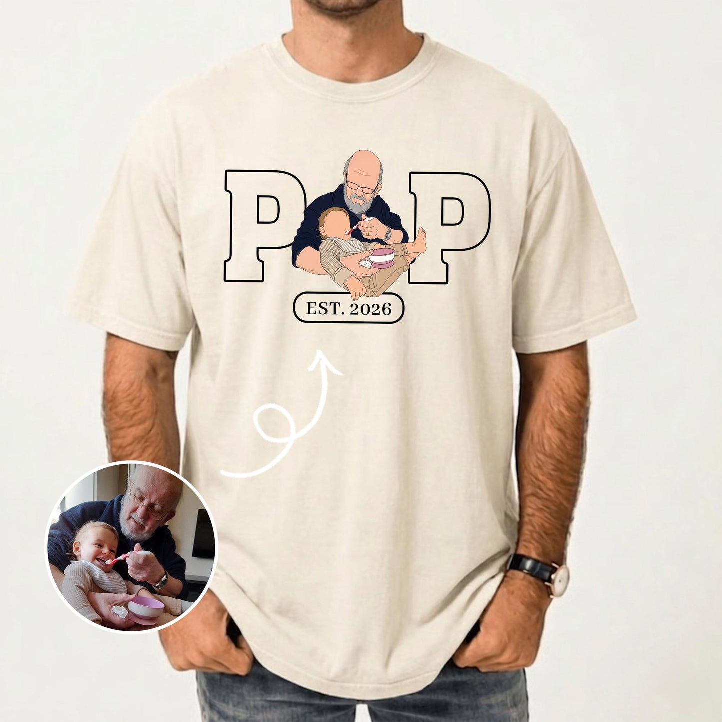 Custom Grandpa Shirt, Pop Shirt With Kid Photo, New Grandfather T-Shirt, Fathers Day Shirt Gift for Dad, Grandad Gift from New Baby