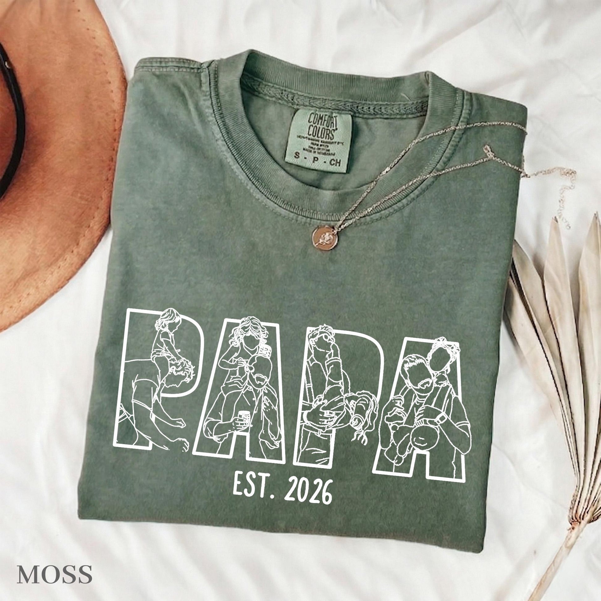 Personalized New Dad Shirt, Papa Portrait From Photo Shirt, Fathers Day Shirt Gift for Husband, Gift for Dad From Kid