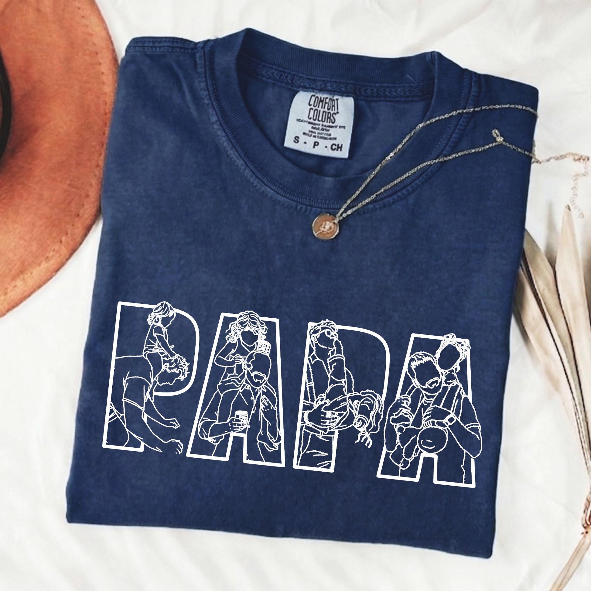 Personalized New Dad Shirt, Papa Portrait From Photo Shirt, Fathers Day Shirt Gift for Husband, Gift for Dad From Kid