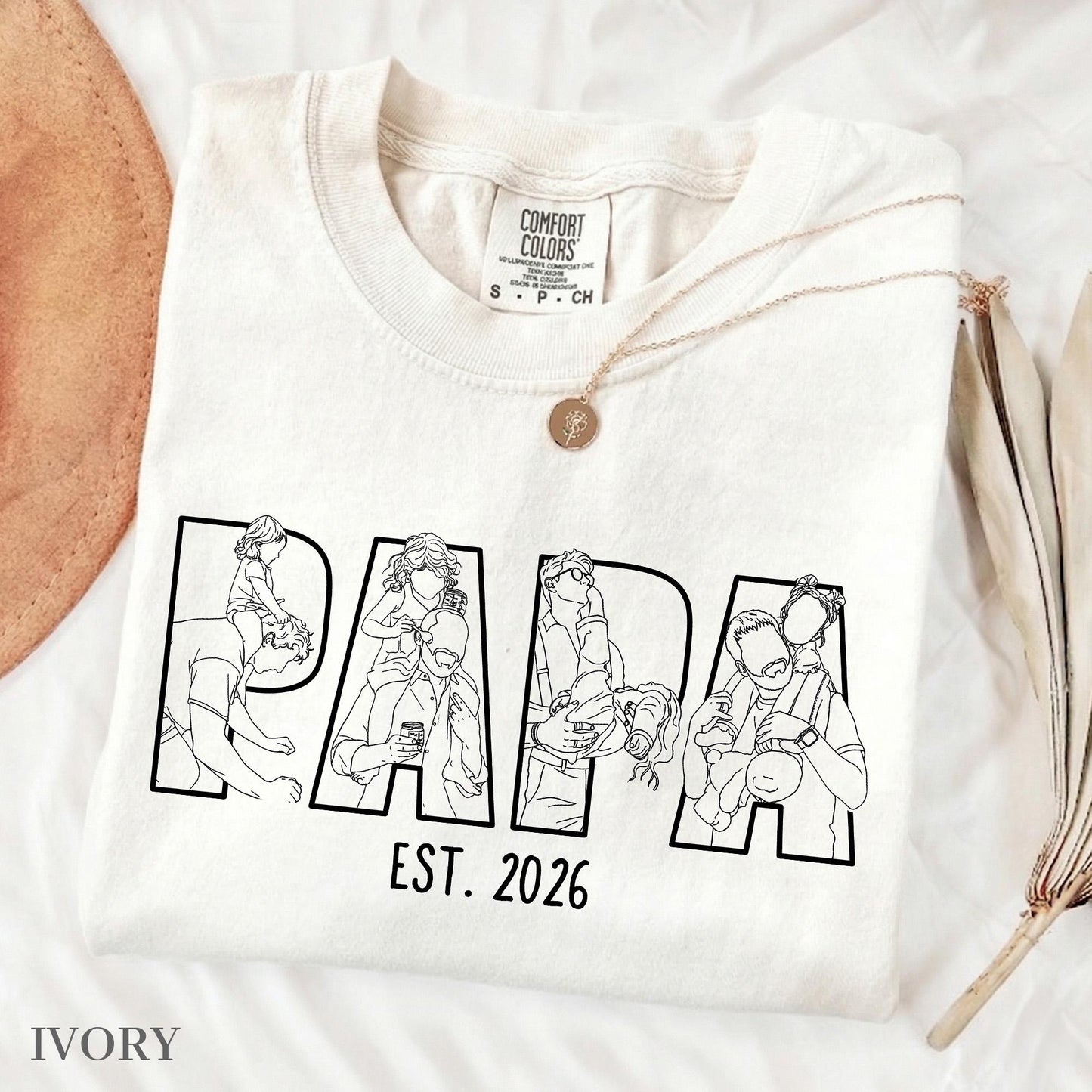 Personalized New Dad Shirt, Papa Portrait From Photo Shirt, Fathers Day Shirt Gift for Husband, Gift for Dad From Kid