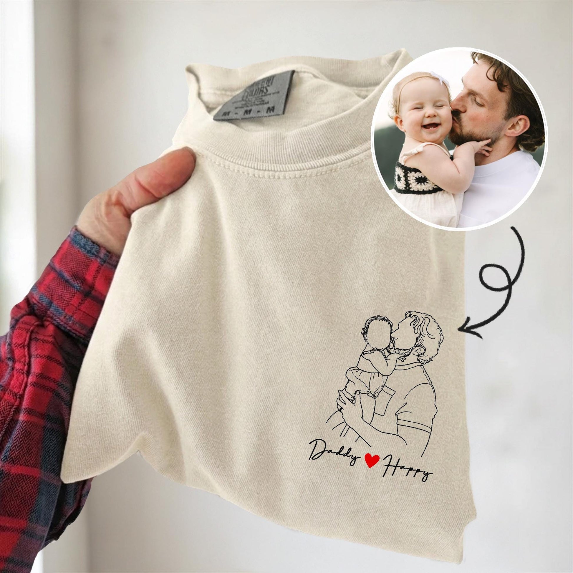 Custom Dad Shirt, Father's Day Shirt Gift for Dad, Daddy Portrait From Photo T-Shirt, Gift for Husband, New Dad Gift