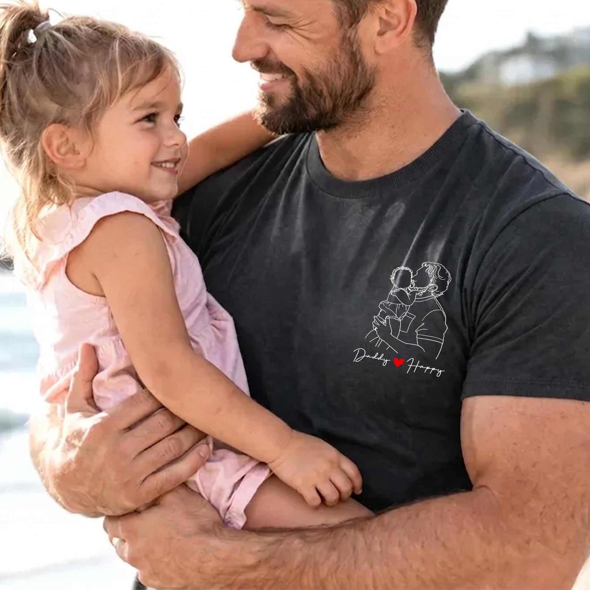Custom Dad Shirt, Father's Day Shirt Gift for Dad, Daddy Portrait From Photo T-Shirt, Gift for Husband, New Dad Gift