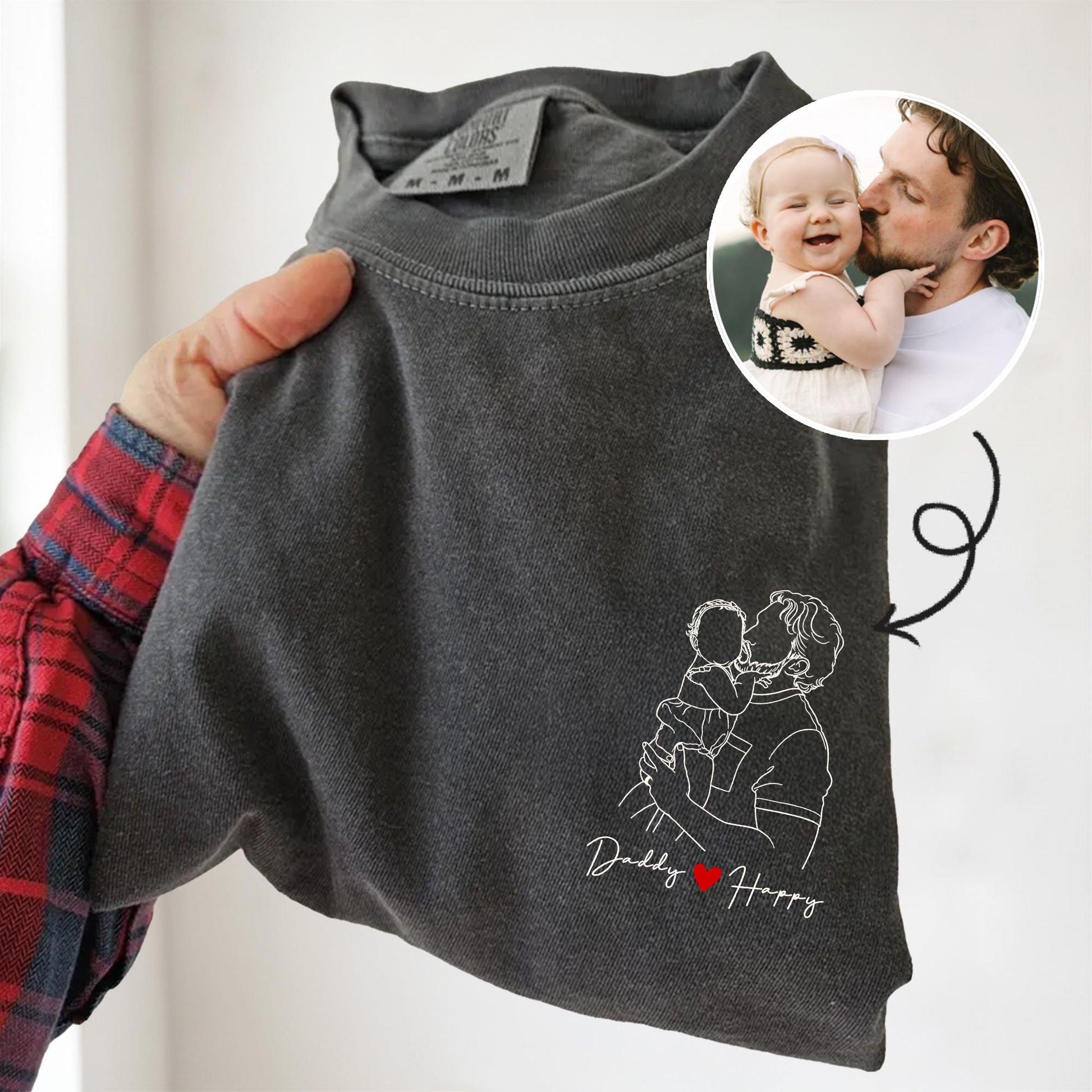 Custom Dad Shirt, Father's Day Shirt Gift for Dad, Daddy Portrait From Photo T-Shirt, Gift for Husband, New Dad Gift