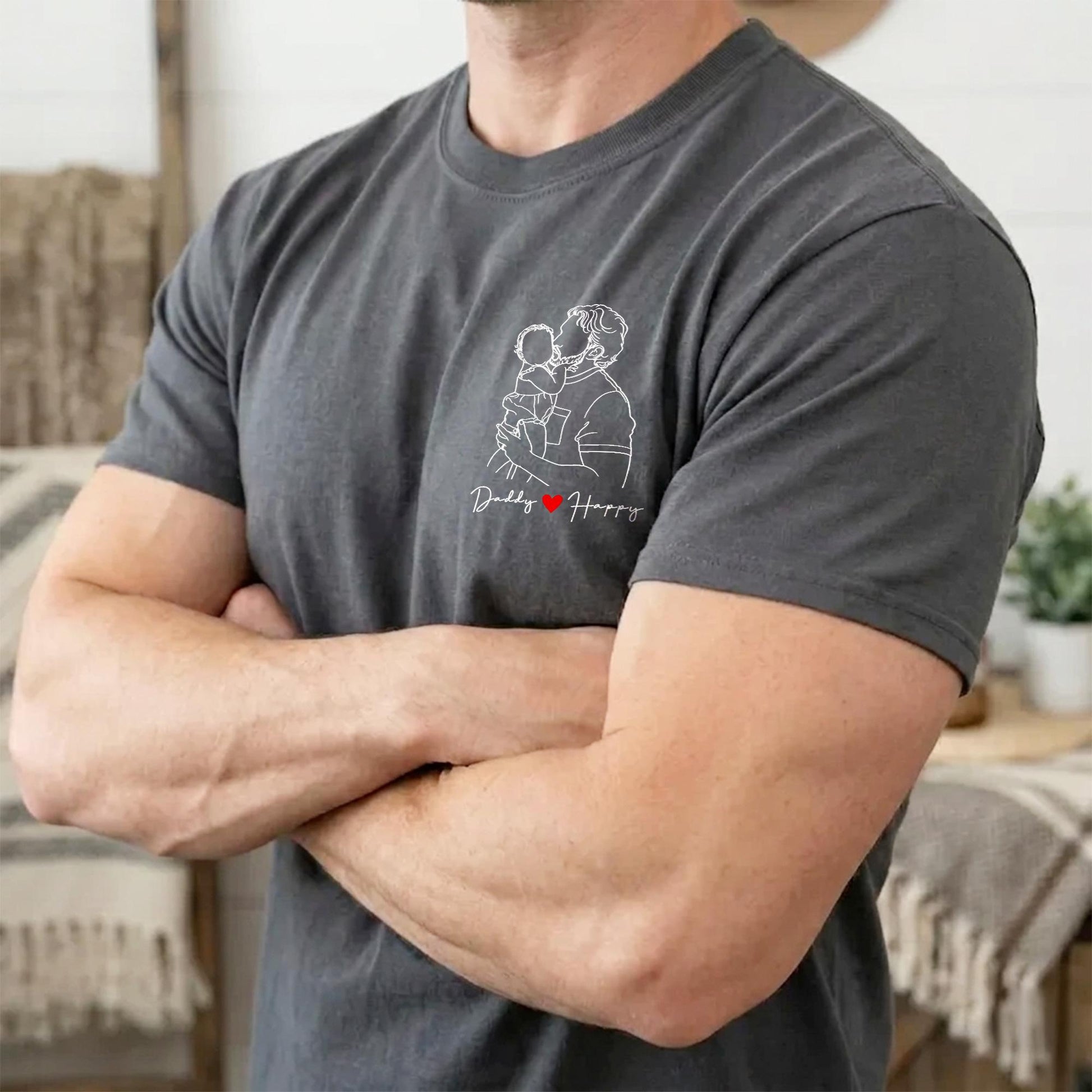 Custom Dad Shirt, Father's Day Shirt Gift for Dad, Daddy Portrait From Photo T-Shirt, Gift for Husband, New Dad Gift