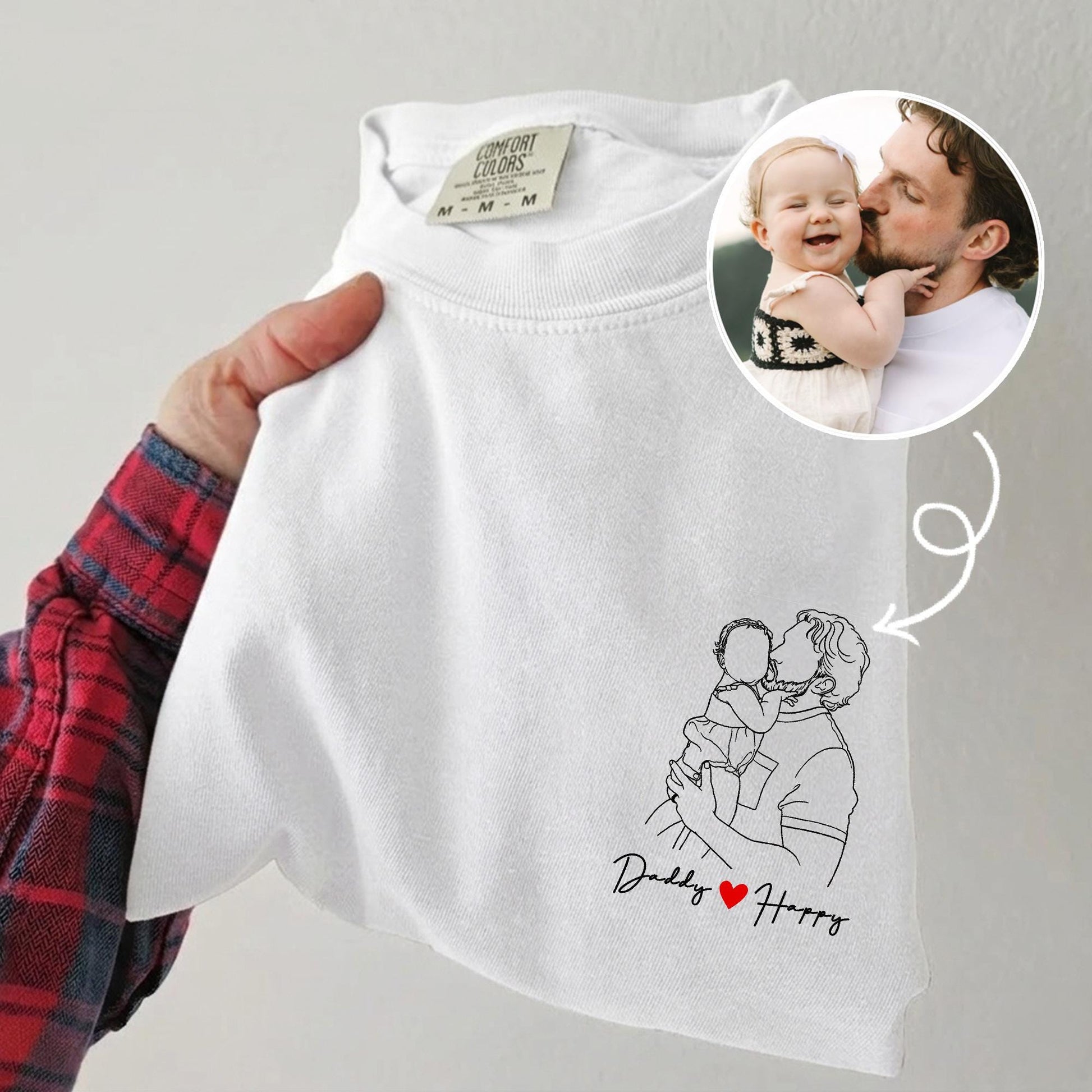 Custom Dad Shirt, Father's Day Shirt Gift for Dad, Daddy Portrait From Photo T-Shirt, Gift for Husband, New Dad Gift