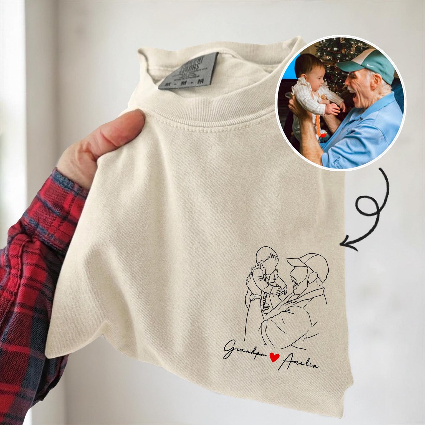 Personalized Grandpa Shirt, Custom Grandpa Photo T-Shirt, Father's Day Gift for Dad, Grandfather Birthday Gift from New Baby