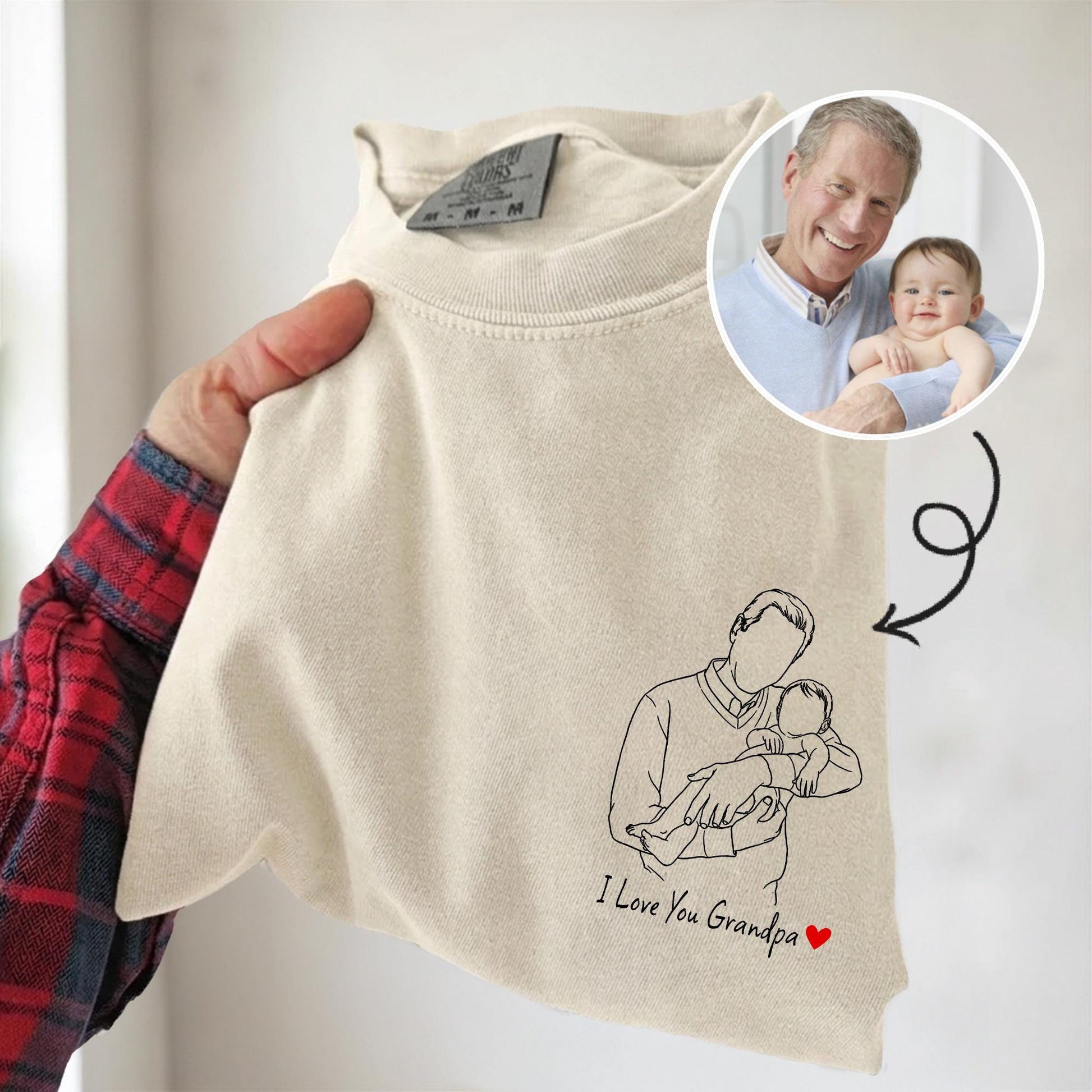 Custom Grandpa Portrait Shirt, Grandfather Photo Shirt, Fathers Day Shirt Gift for Dad, Grandad, New Grandparent Gift from Grandkids