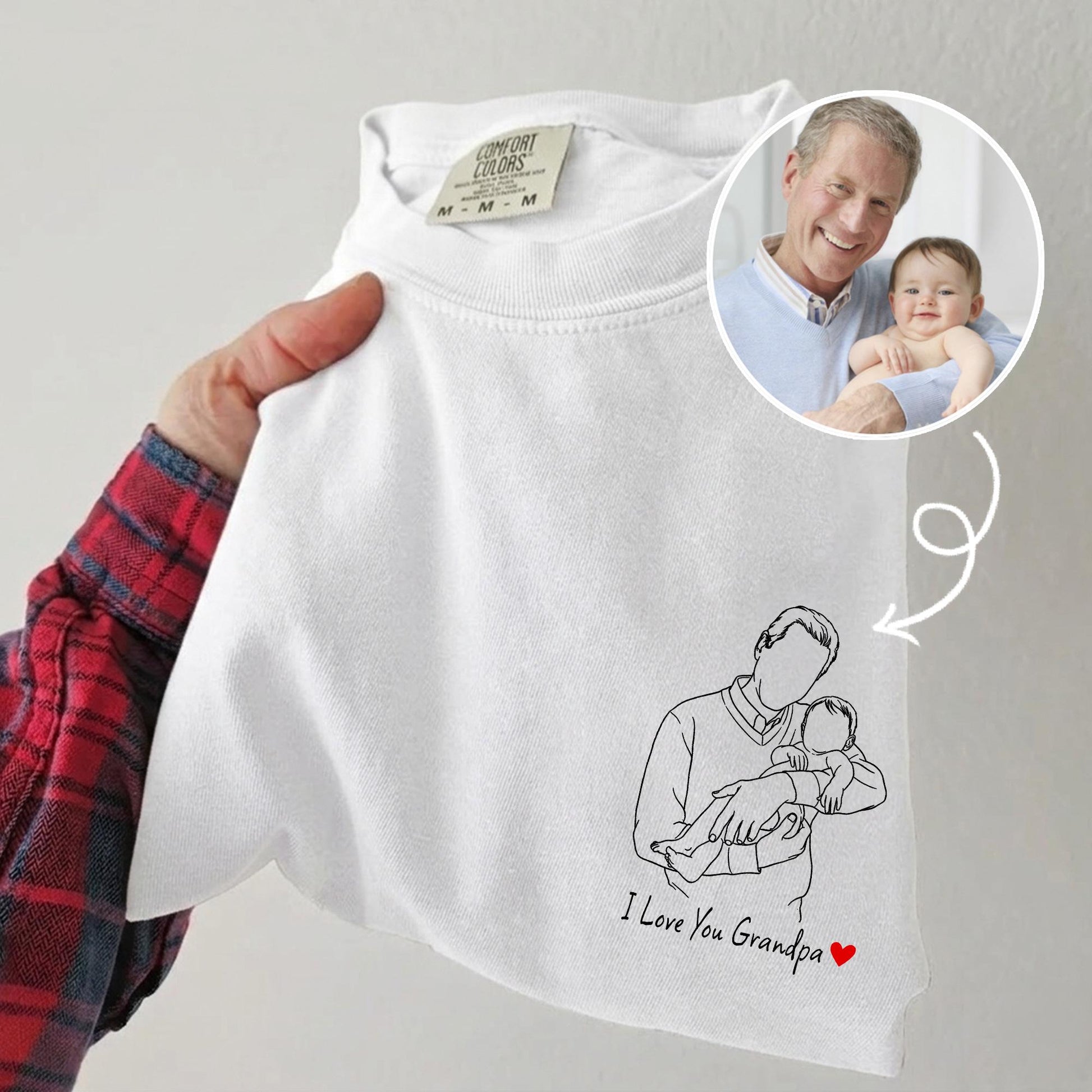 Custom Grandpa Portrait Shirt, Grandfather Photo Shirt, Fathers Day Shirt Gift for Dad, Grandad, New Grandparent Gift from Grandkids