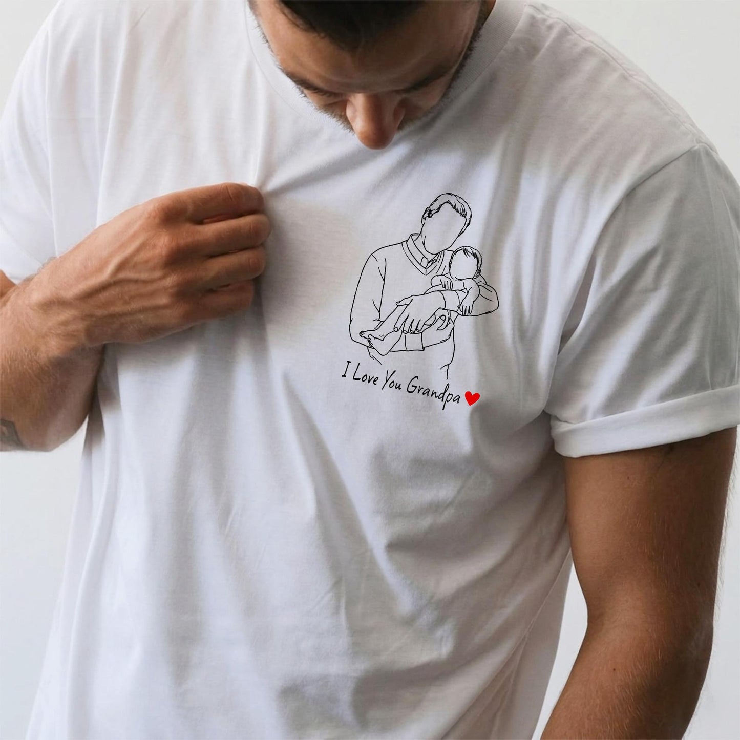 Custom Grandpa Portrait Shirt, Grandfather Photo Shirt, Fathers Day Shirt Gift for Dad, Grandad, New Grandparent Gift from Grandkids