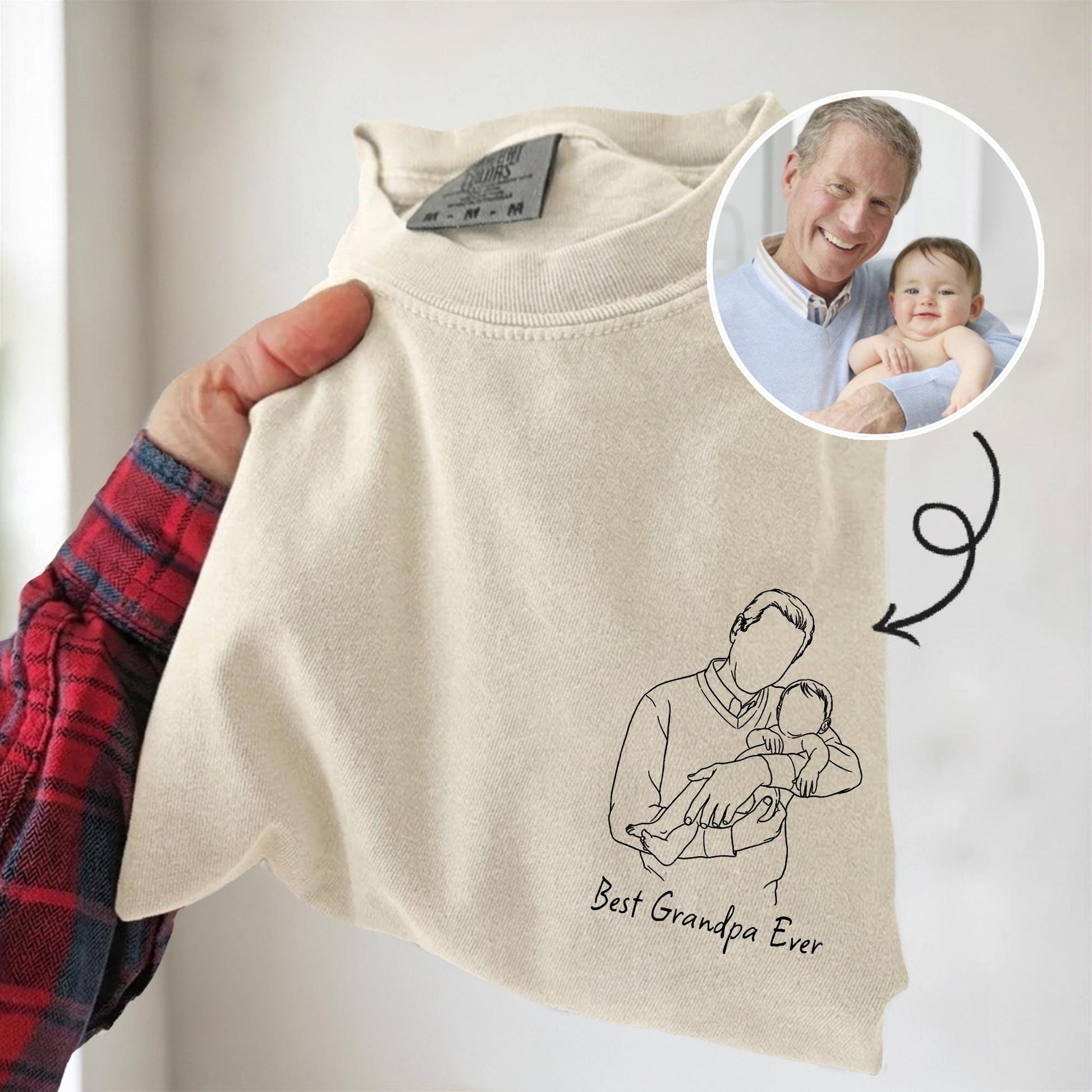 Custom Grandpa Portrait Shirt, Grandfather Photo Shirt, Fathers Day Shirt Gift for Dad, Grandad, New Grandparent Gift from Grandkids
