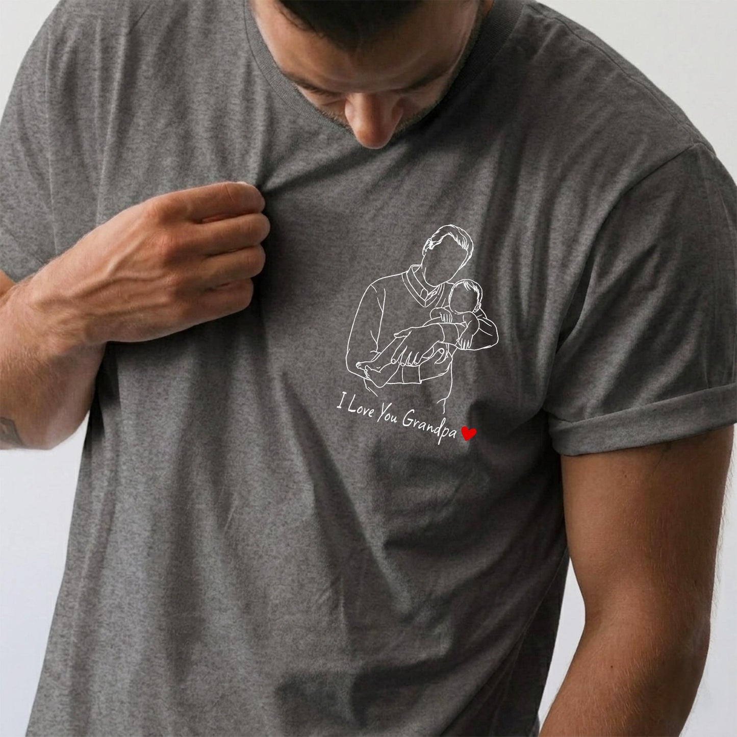 Custom Grandpa Portrait Shirt, Grandfather Photo Shirt, Fathers Day Shirt Gift for Dad, Grandad, New Grandparent Gift from Grandkids