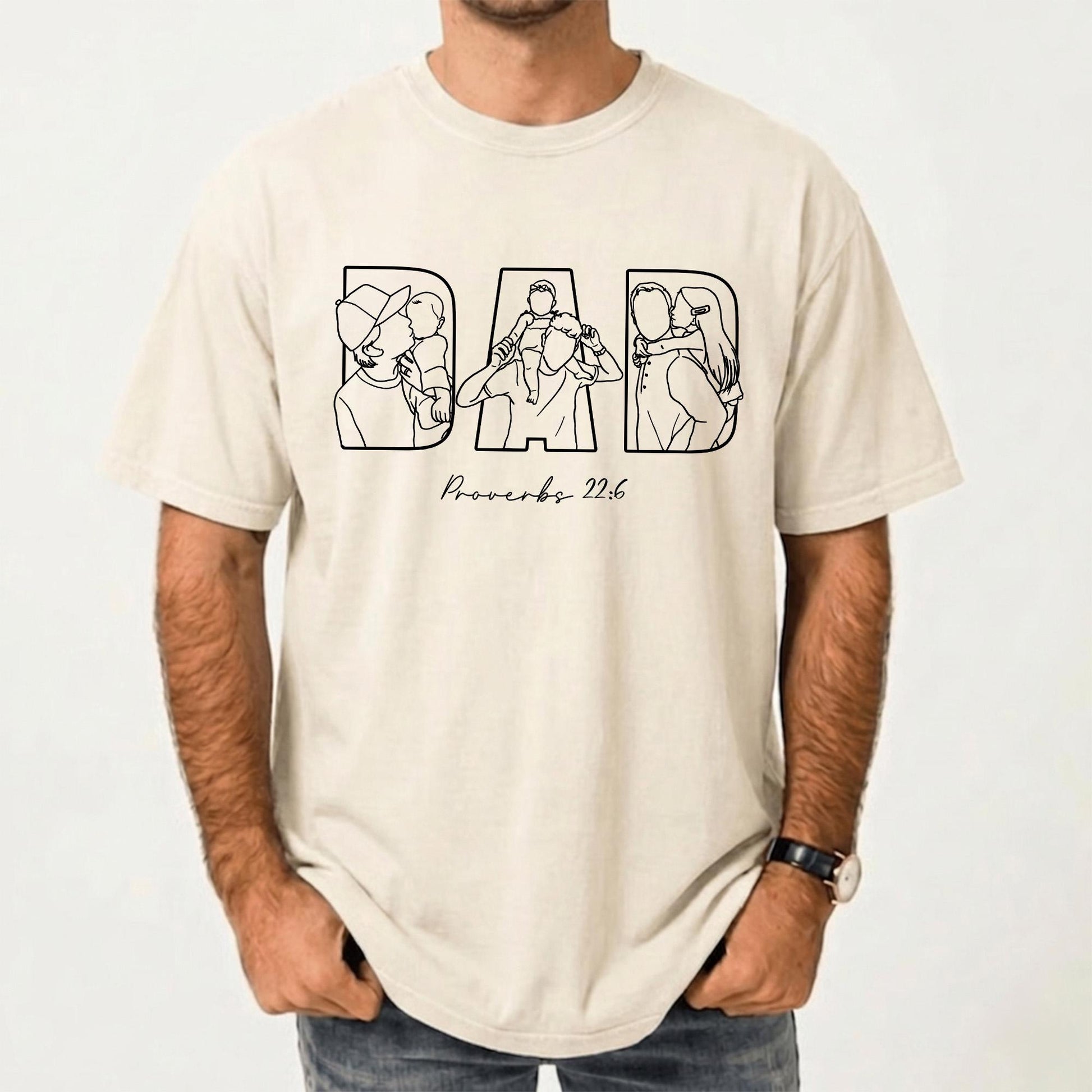 Custom Dad Shirt, Custom Photo Outline Shirt, Father's Day Shirt Gift for Dad Christian