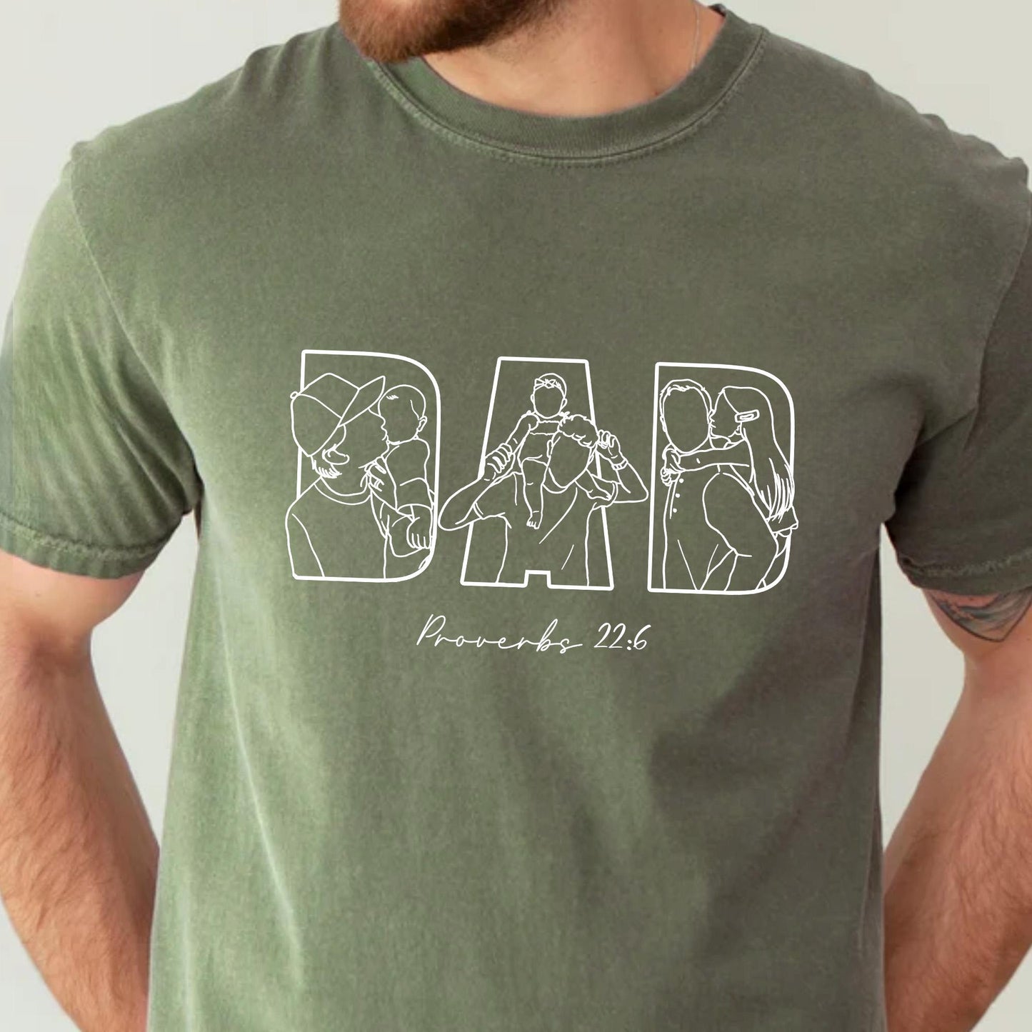 Custom Dad Shirt, Custom Photo Outline Shirt, Father's Day Shirt Gift for Dad Christian