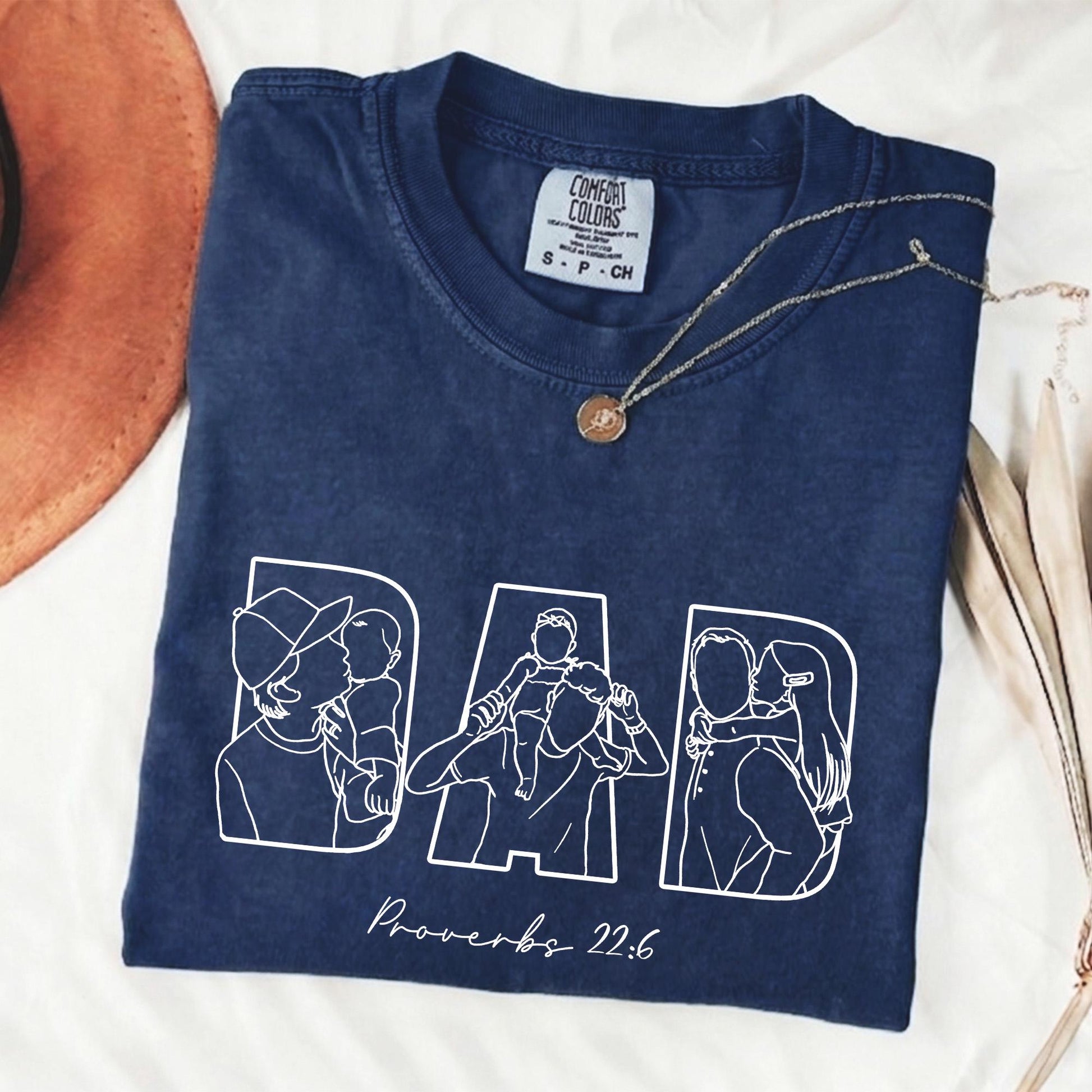 Custom Dad Shirt, Custom Photo Outline Shirt, Father's Day Shirt Gift for Dad Christian