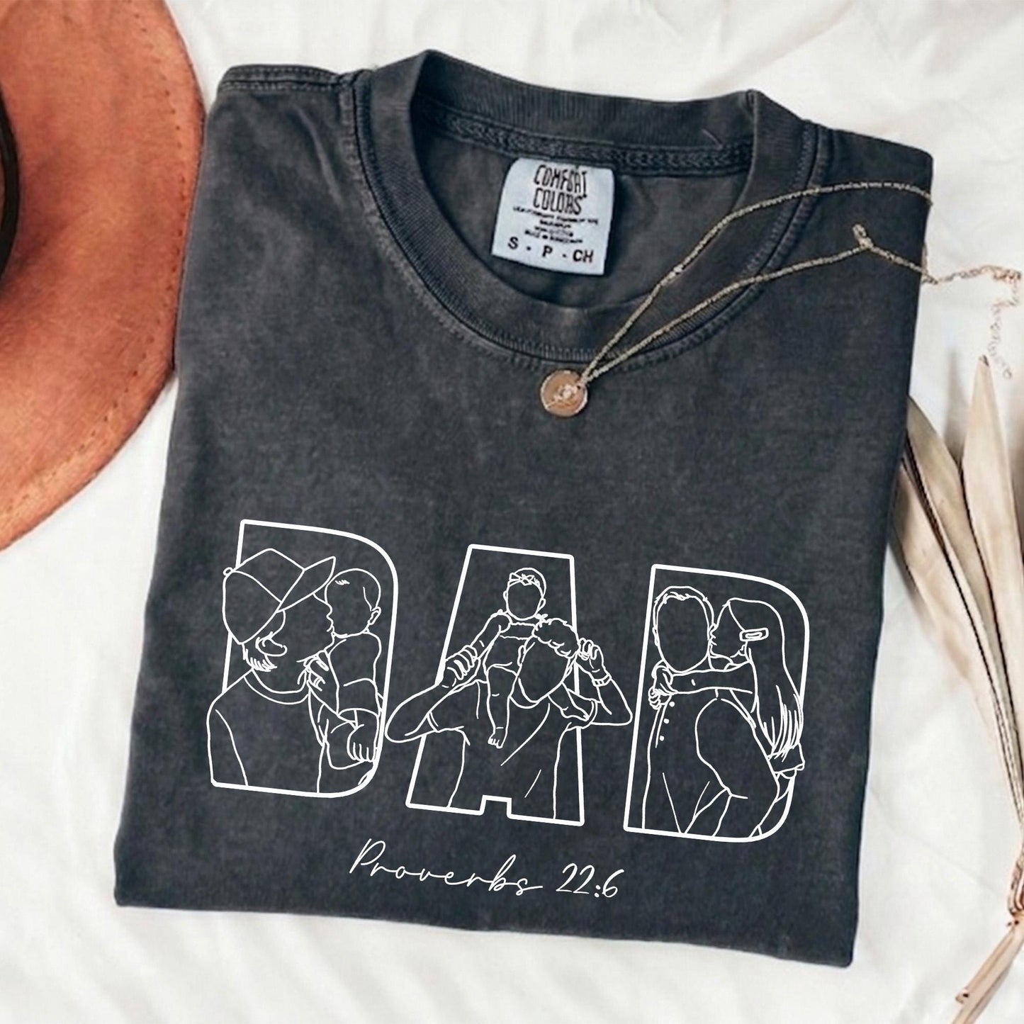 Custom Dad Shirt, Custom Photo Outline Shirt, Father's Day Shirt Gift for Dad Christian